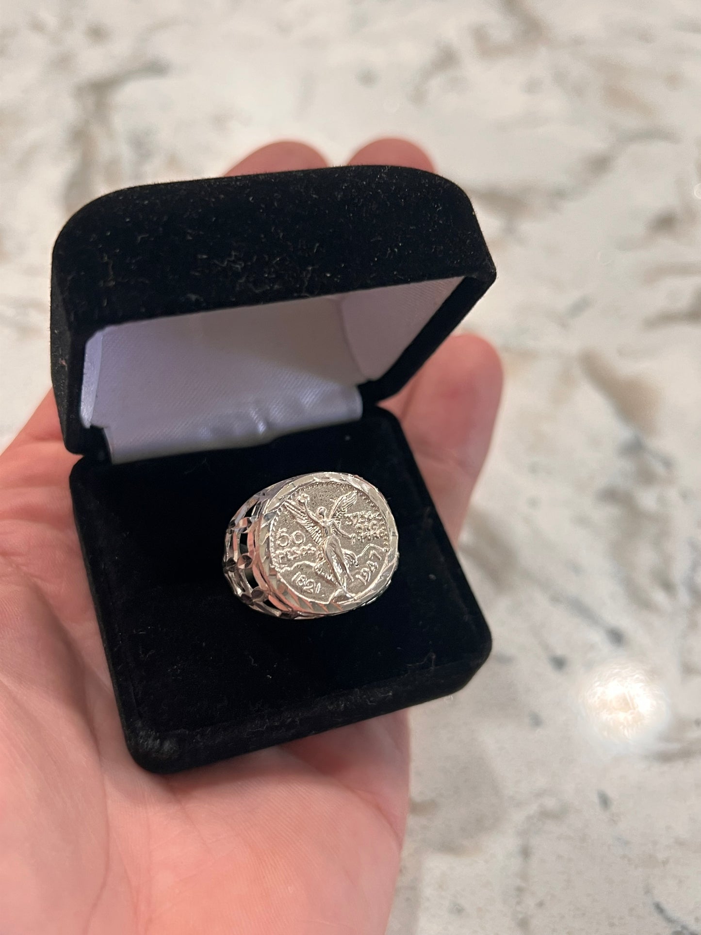 Real silver centenario ring