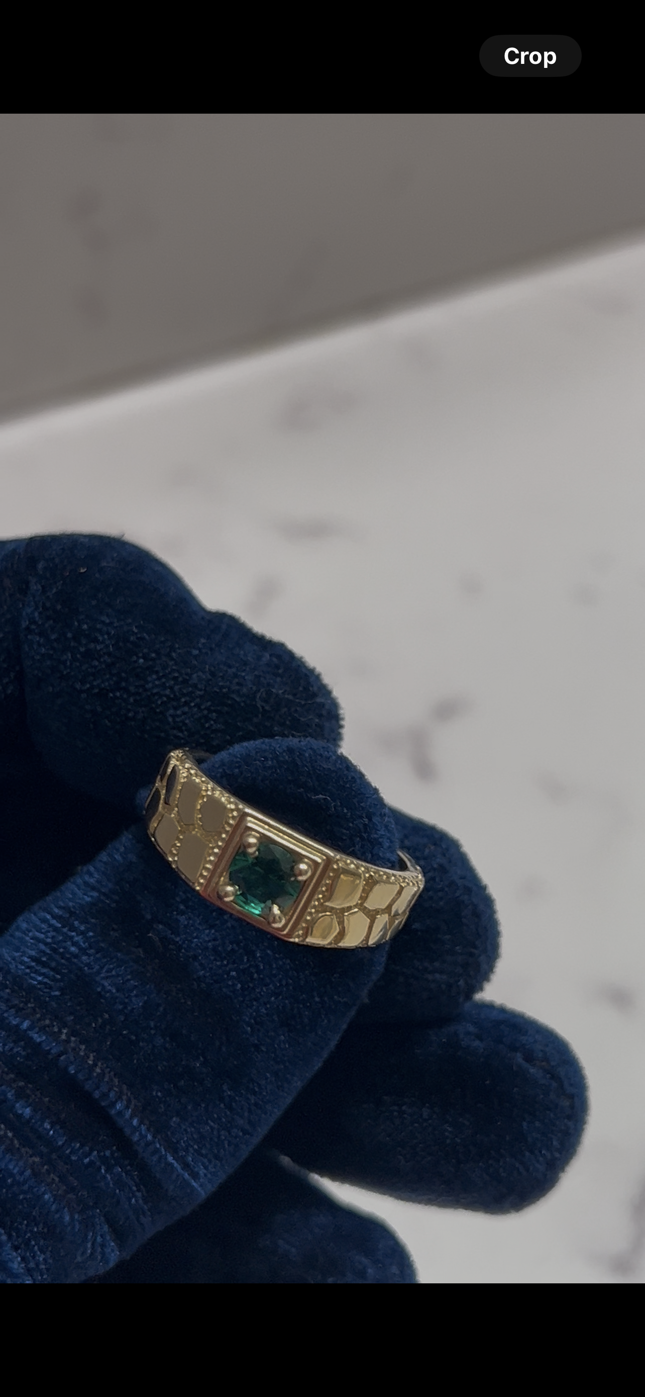 14k real gold green emerald nugget ring