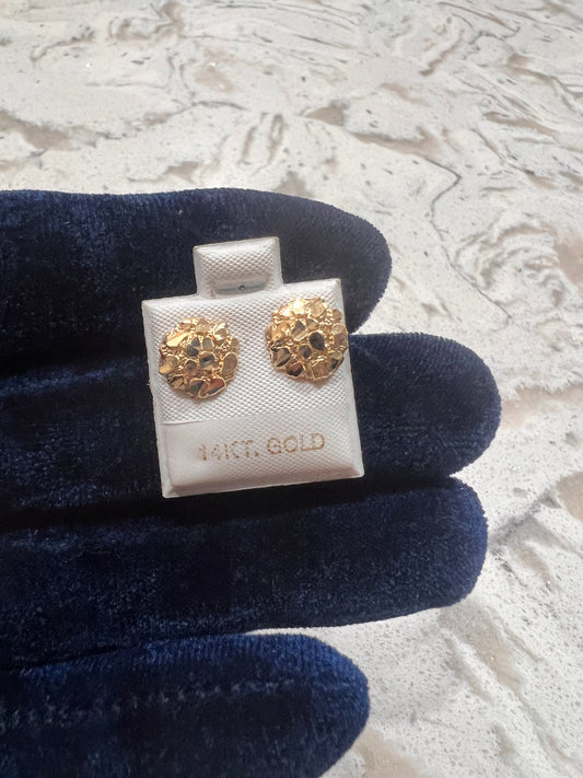14k real gold medium nugget earrings