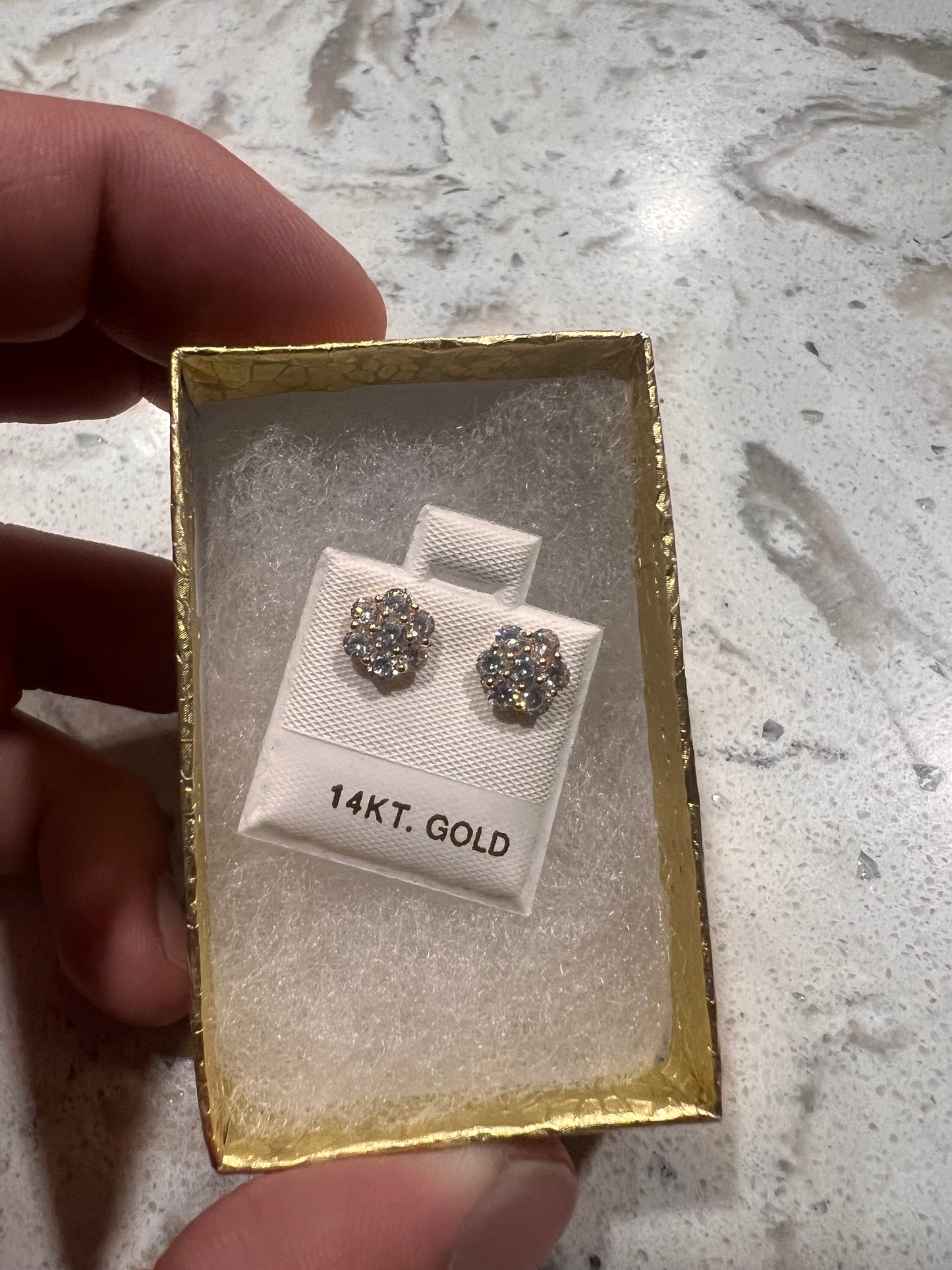 14k real gold flower cluster earrings