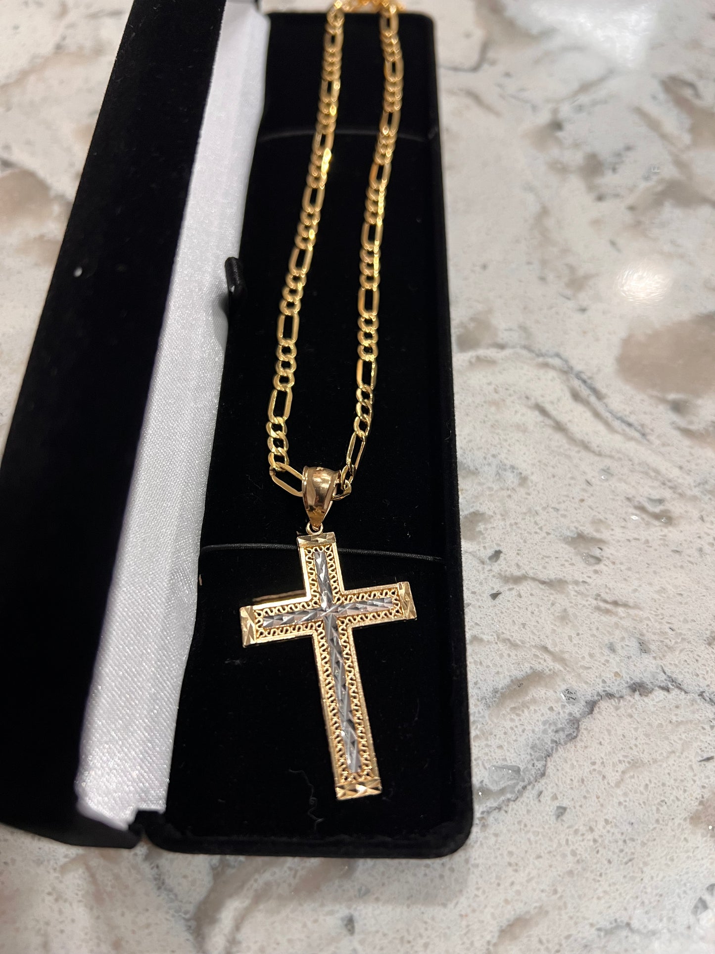 14k real gold cross set