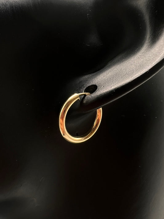 14k gold round small plain hoops