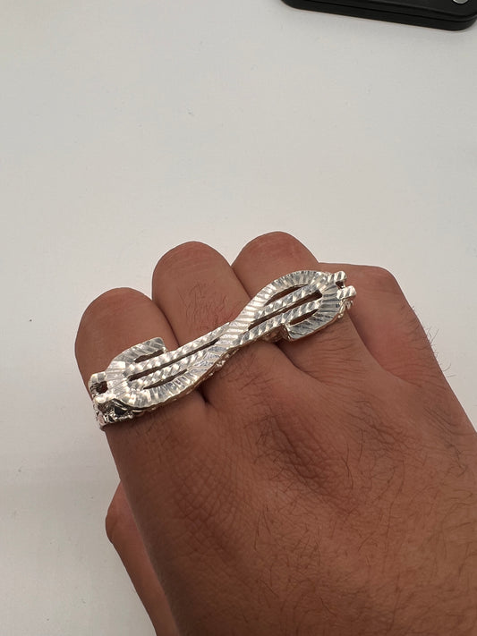 3 Finger Money Sign Ring real silver 3