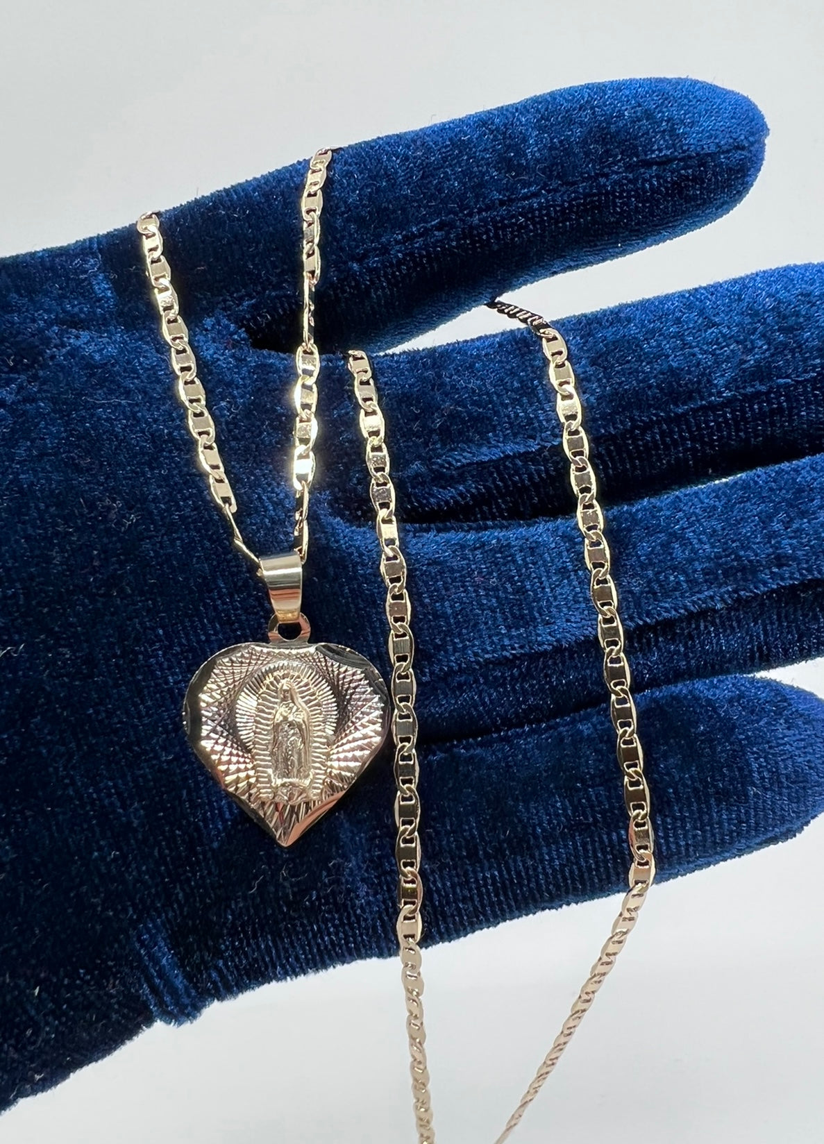 Virgen Mary Tri Color Medium Heart Style