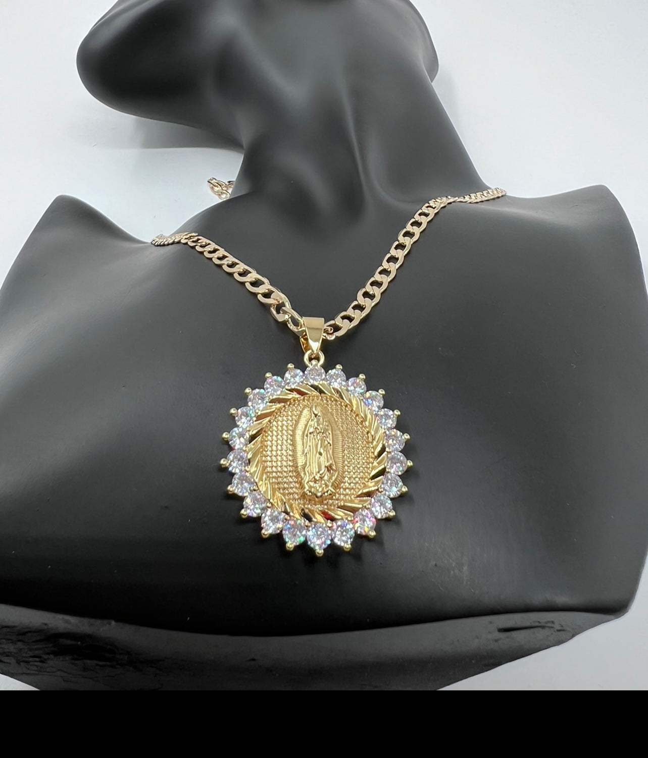 Virgen Mary Medalla W Bezel
