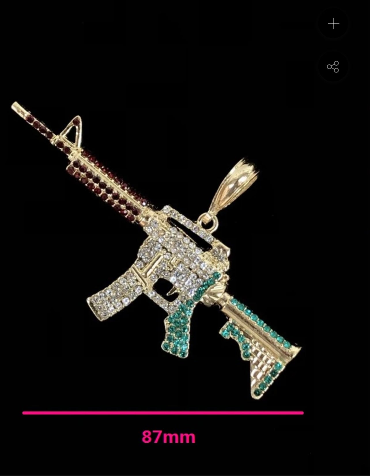 Iced Out Mexican Flag Pendant - Gold