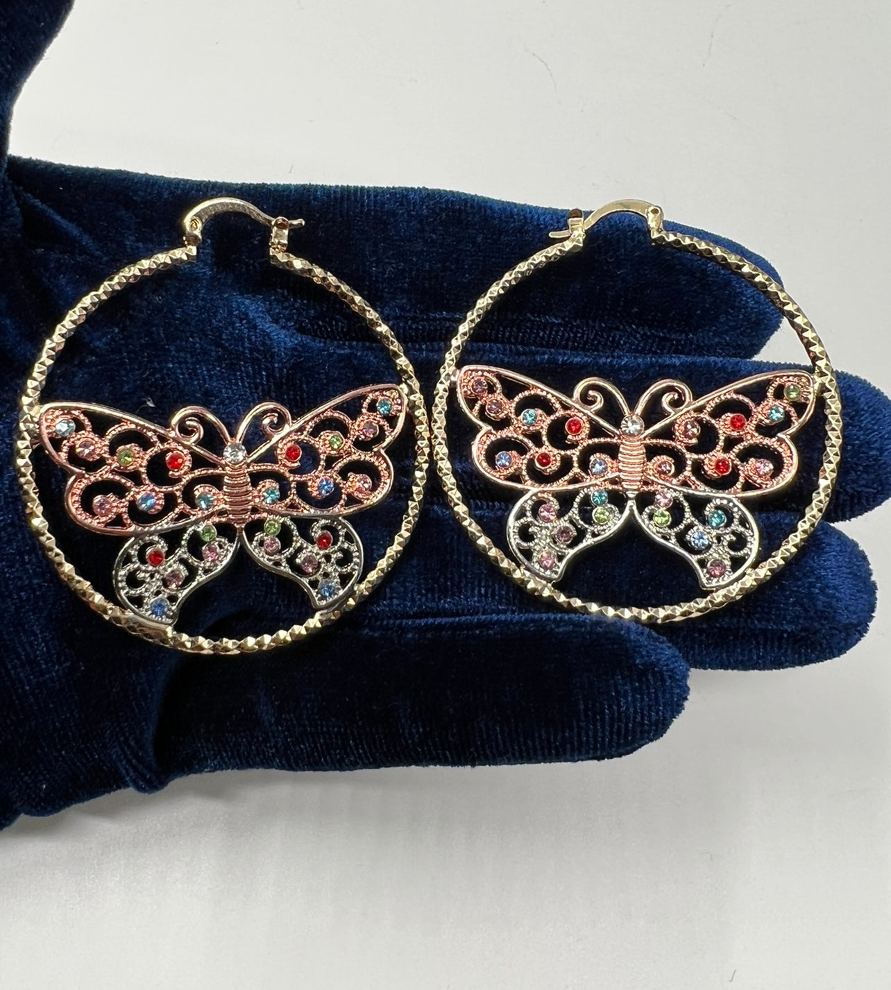 Tri Color Butterfly Hoops