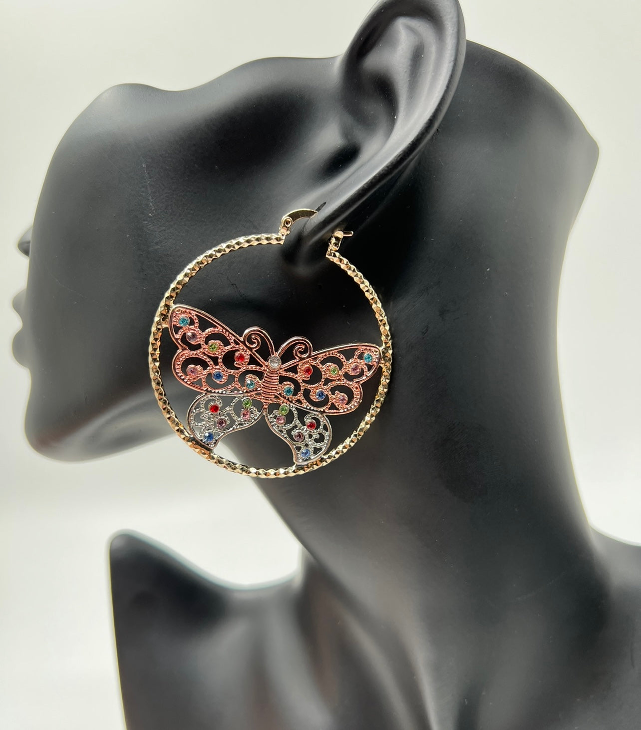 Tri Color Butterfly Hoops