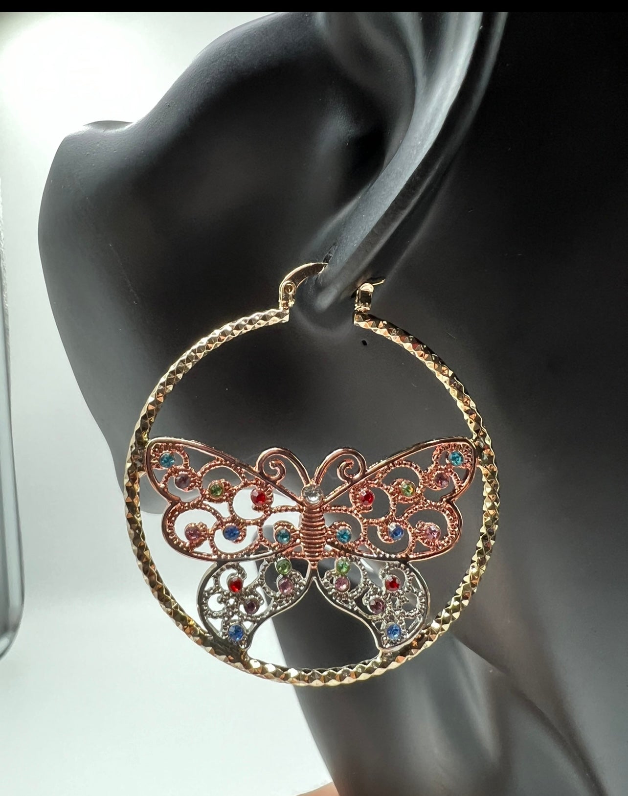 Tri Color Butterfly Hoops