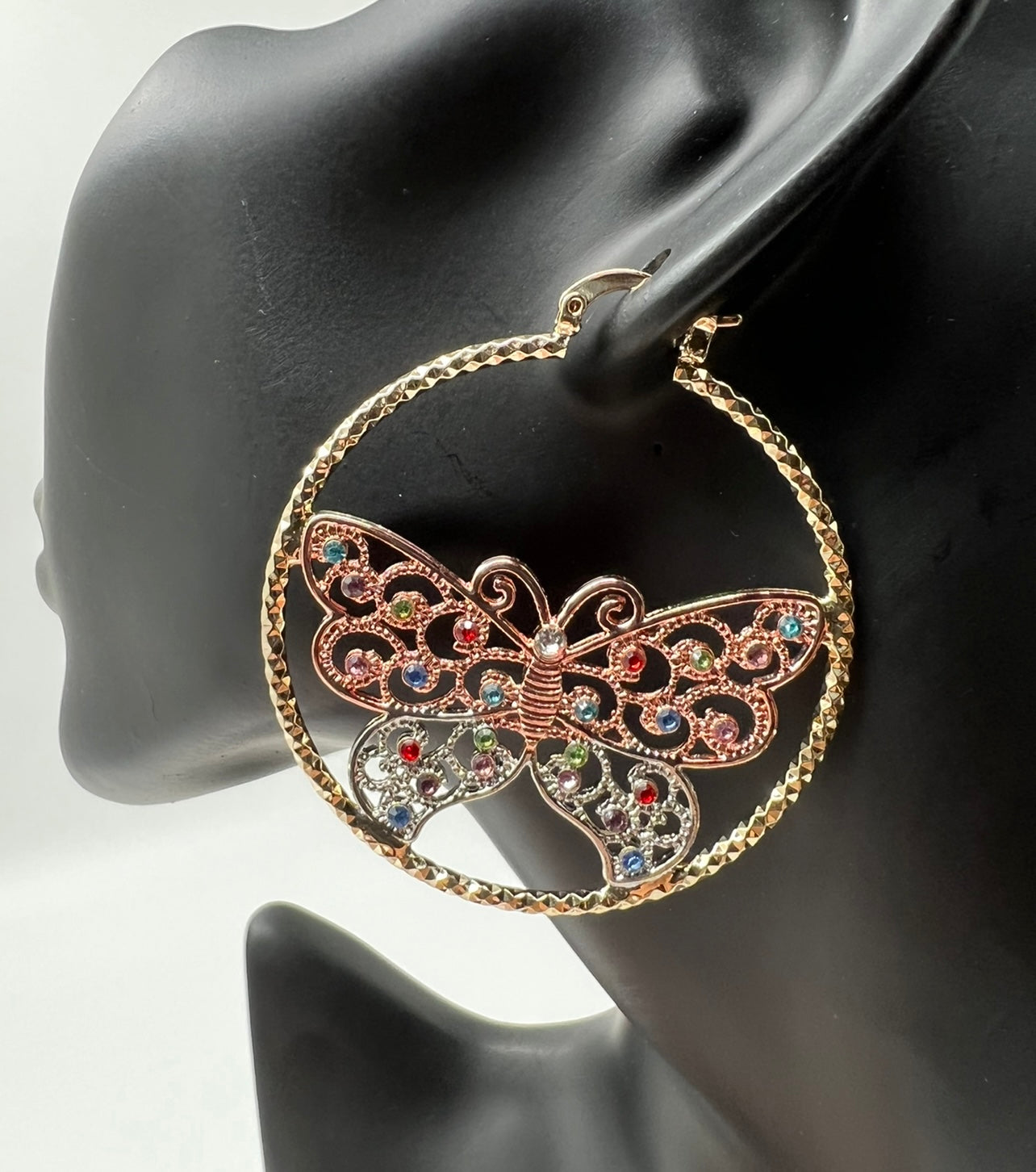 Tri Color Butterfly Hoops