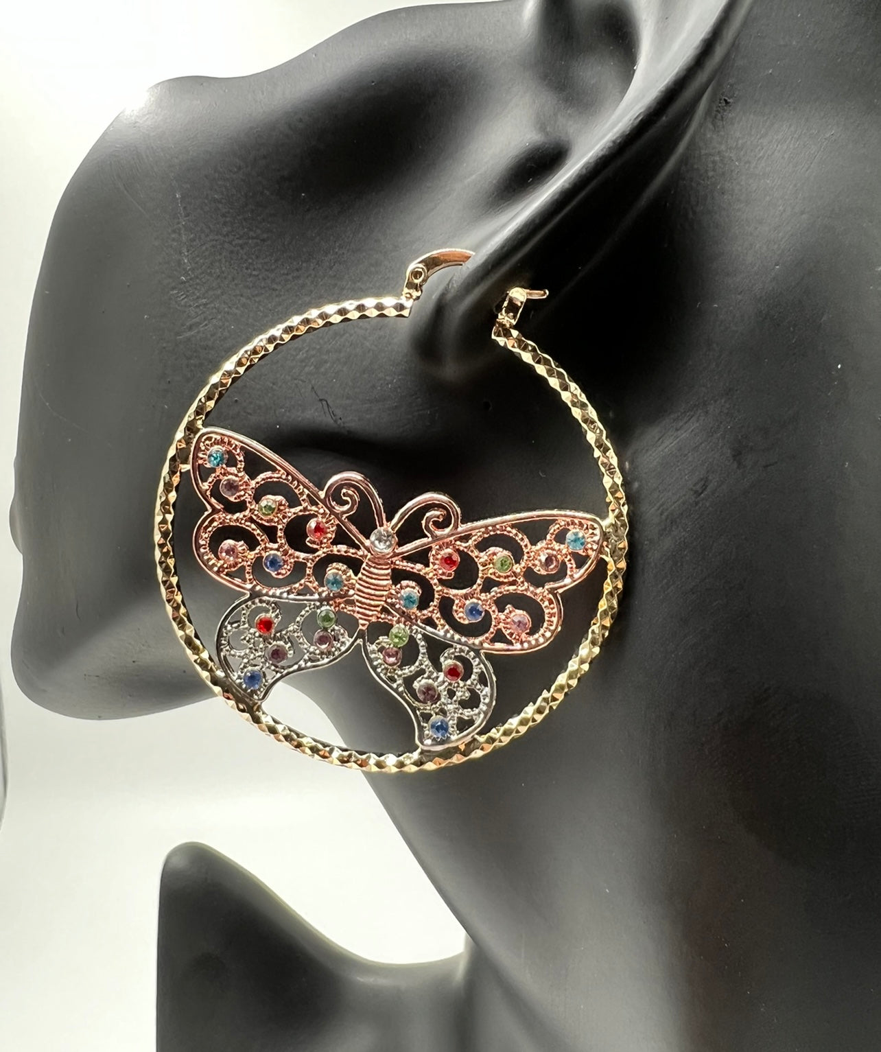 Tri Color Butterfly Hoops