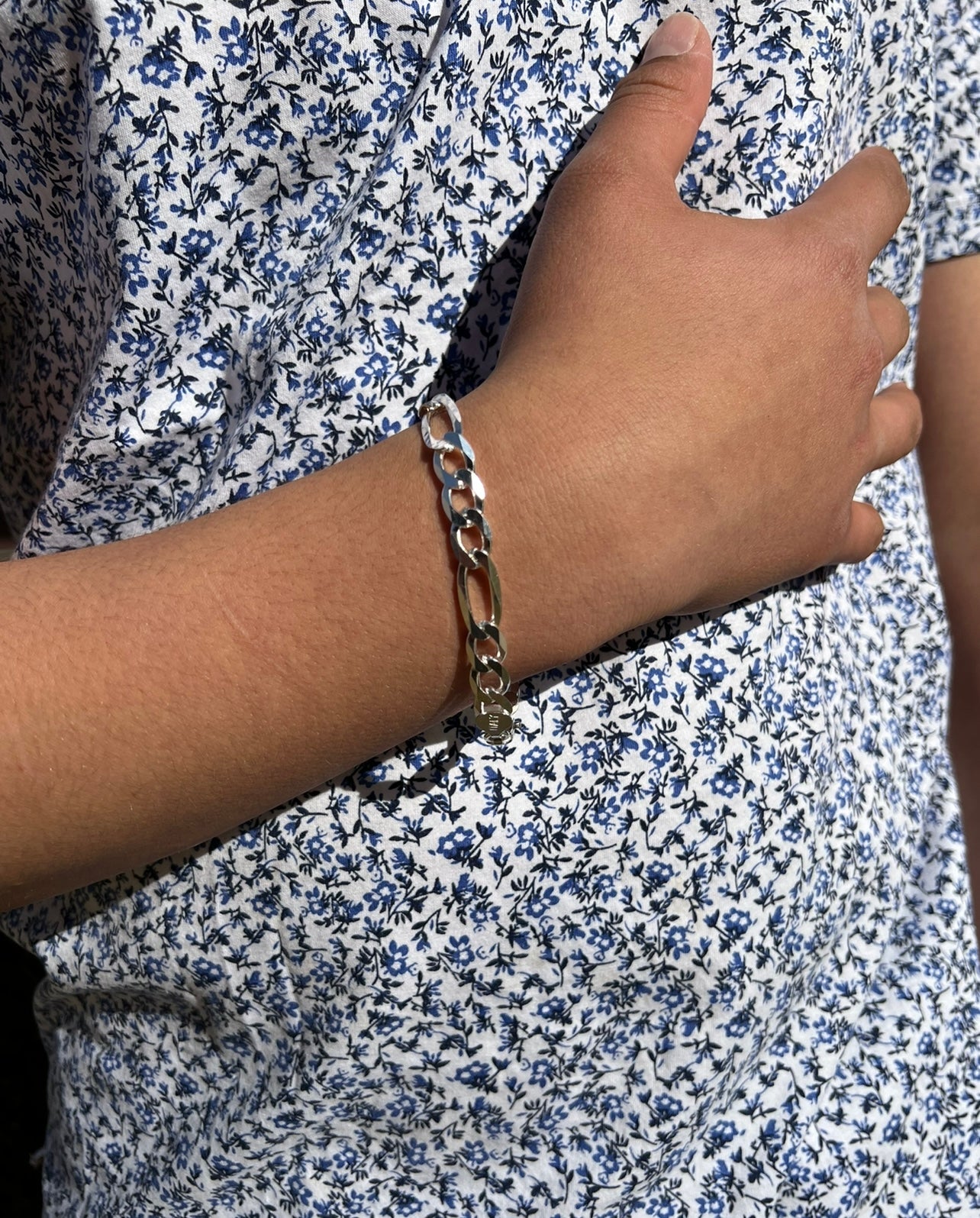 Figaro Real Silver Bracelet 8.5mm