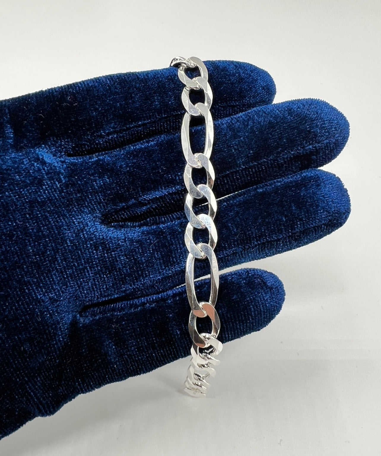 Figaro Real Silver Bracelet 8.5mm