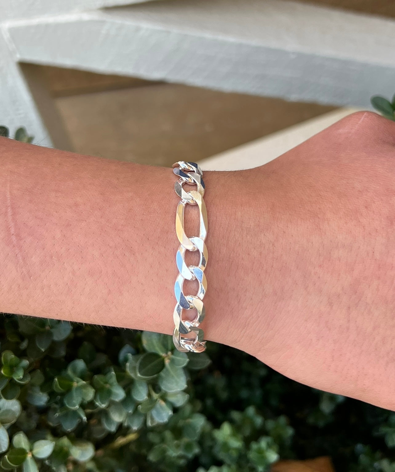 Figaro Bracelet Real .925 Real Silver 10mm