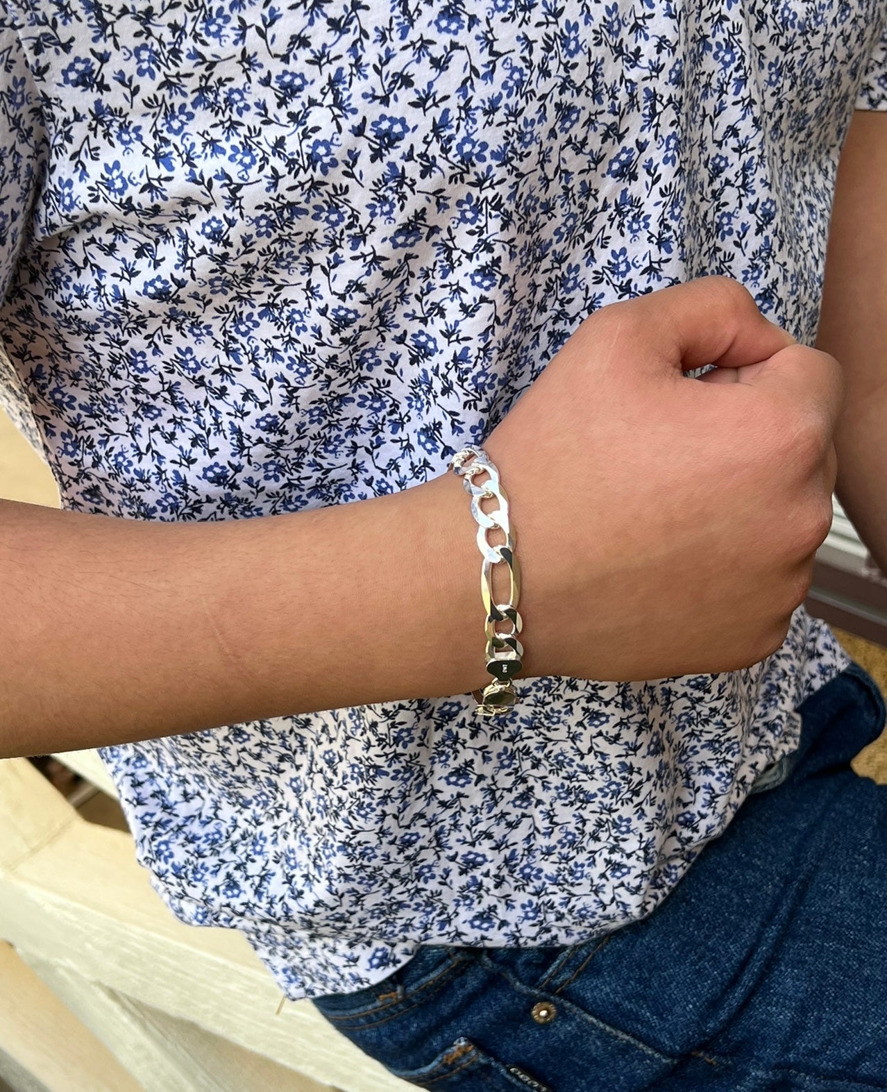 Figaro Bracelet Real .925 Real Silver 10mm
