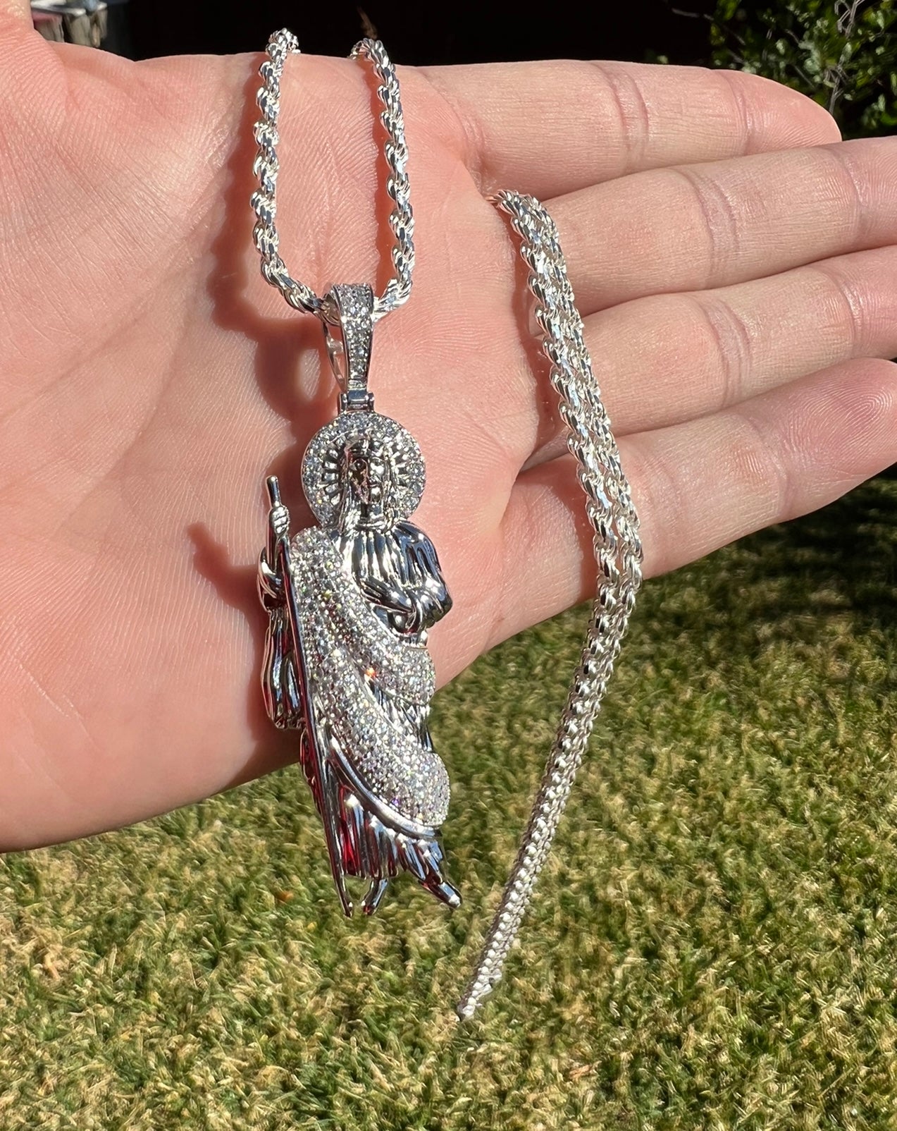 San Judas White Robe .925 Real Silver