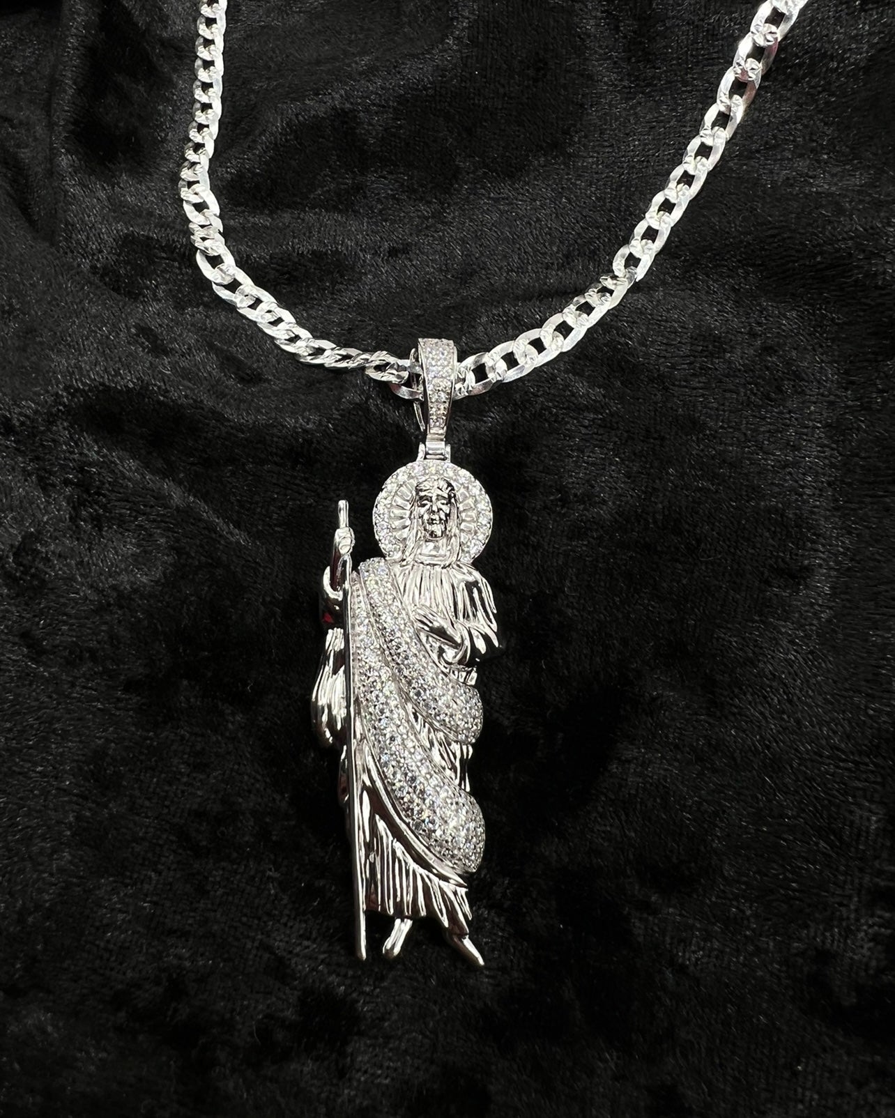 San Judas White Robe .925 Real Silver