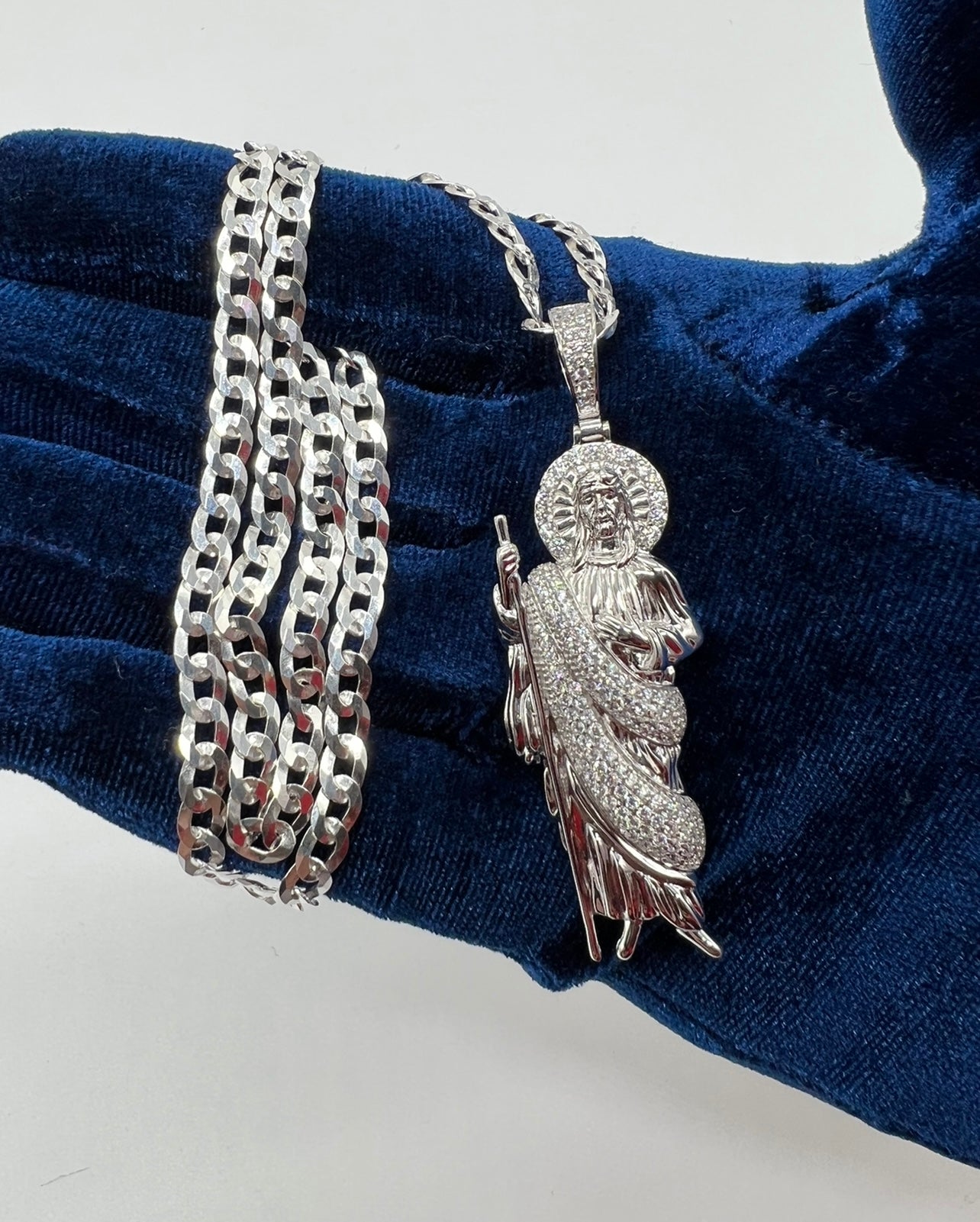 San Judas White Robe .925 Real Silver