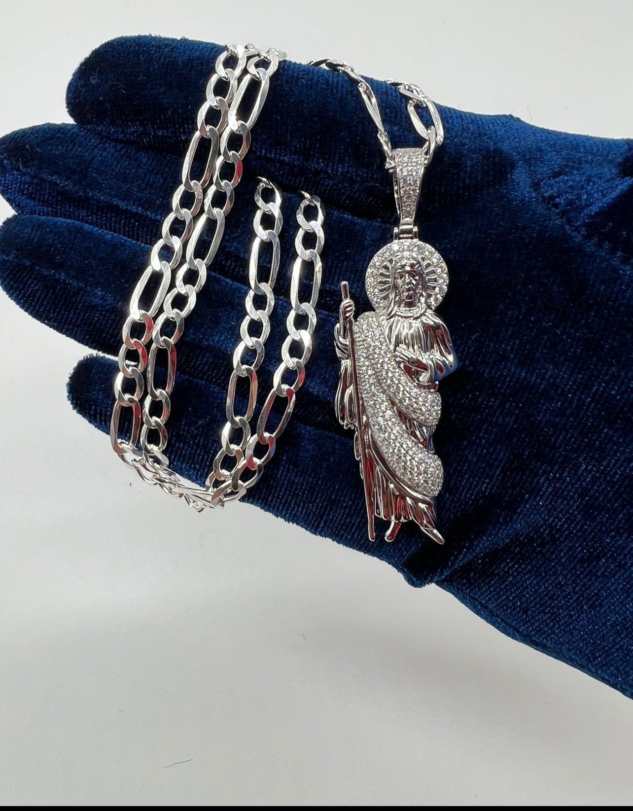 San Judas White Robe .925 Real Silver
