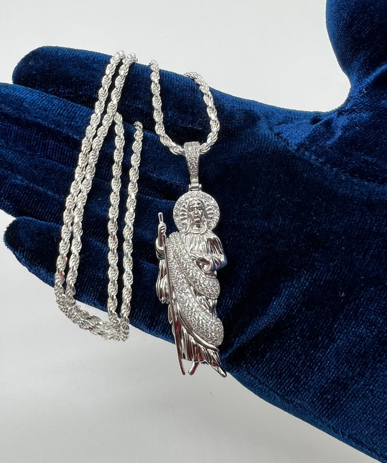 San Judas White Robe .925 Real Silver