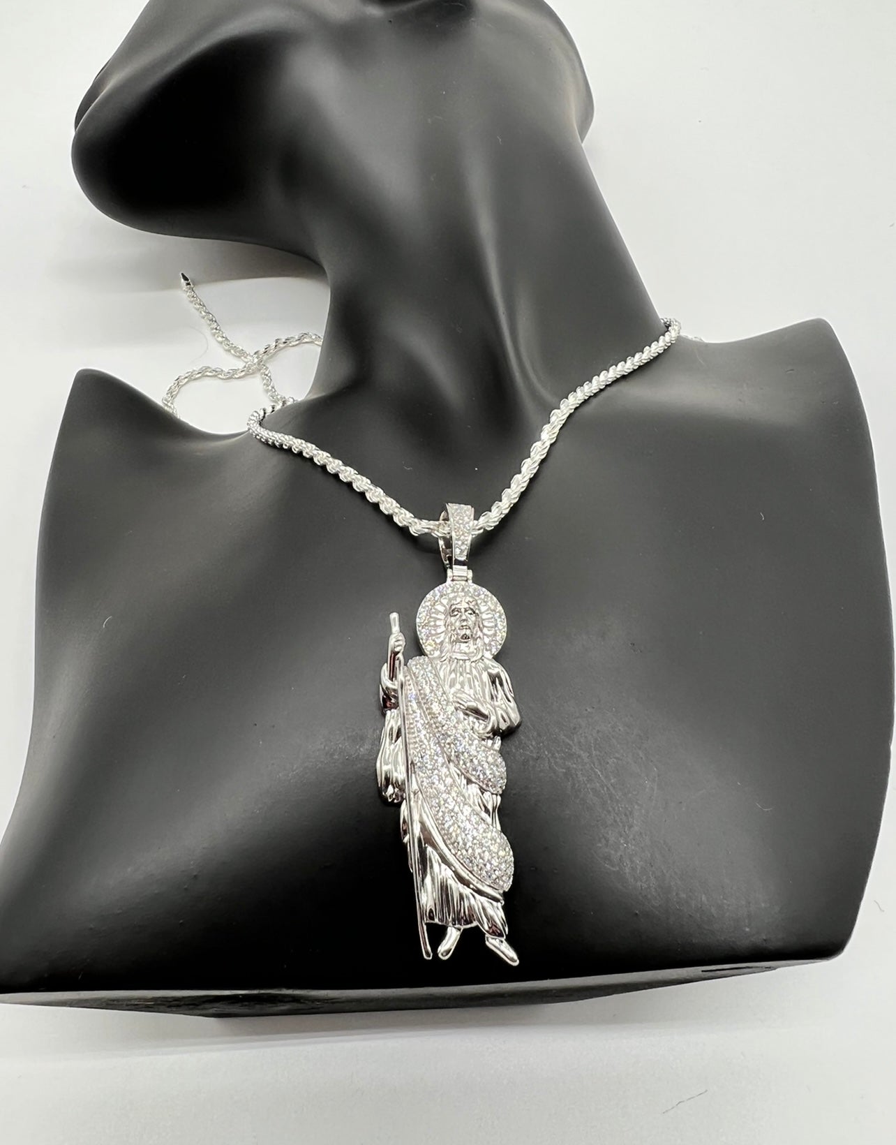 San Judas White Robe .925 Real Silver