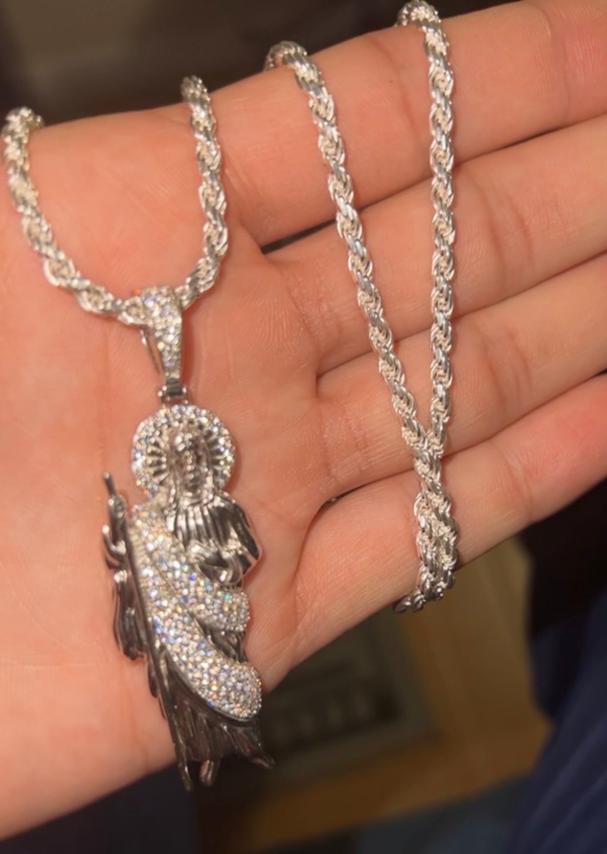 San Judas White Robe .925 Real Silver