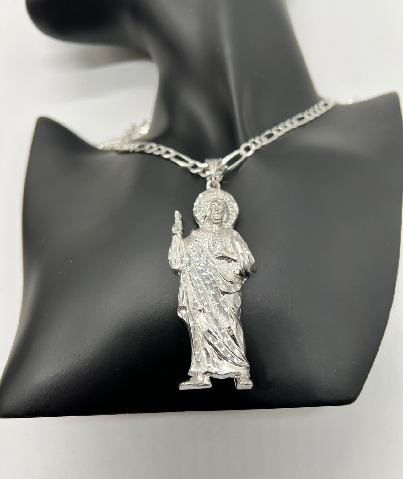 Plain Jane Diamond Cut San Judas Real .925 Silver