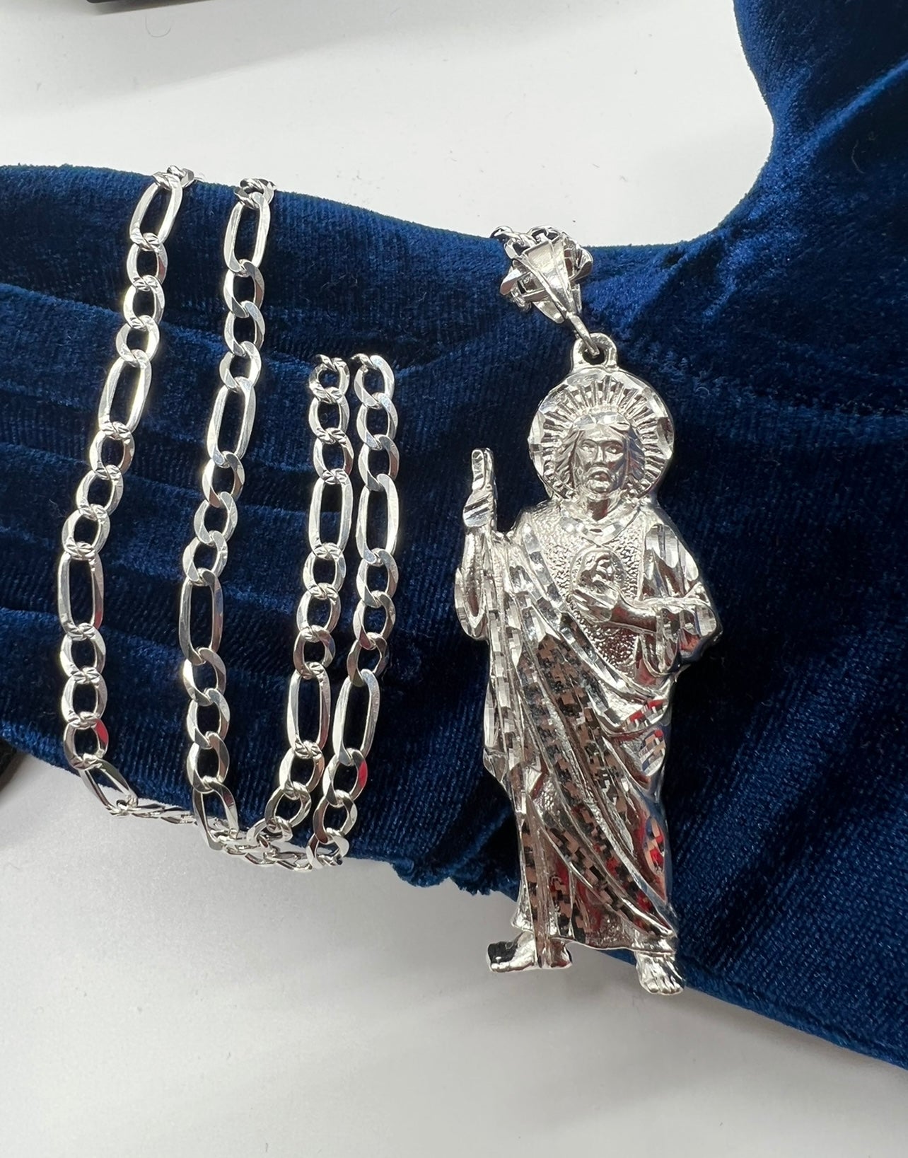 Plain Jane Diamond Cut San Judas Real .925 Silver