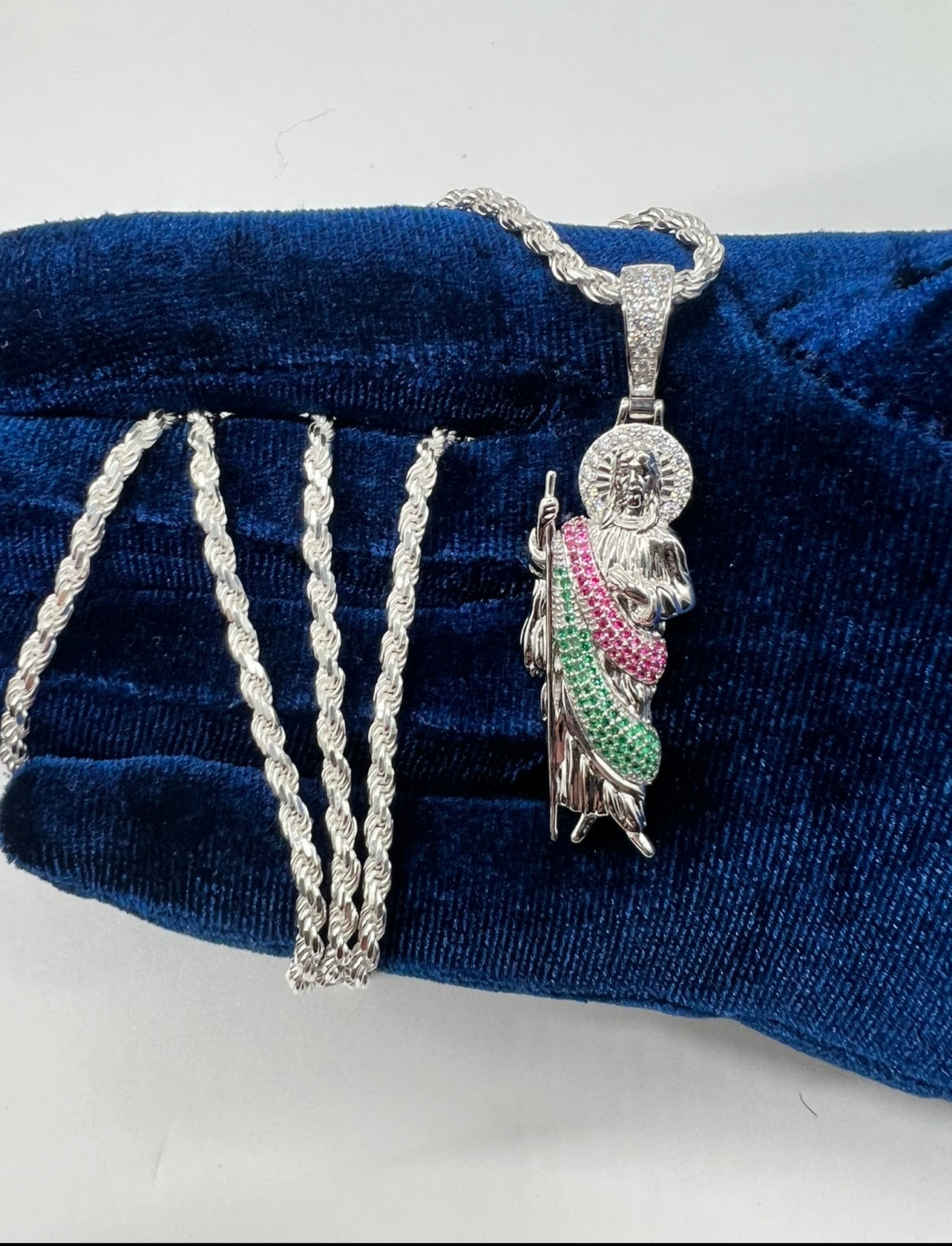 San Judas two Tone Robe .925 Real Silver Smaller Size