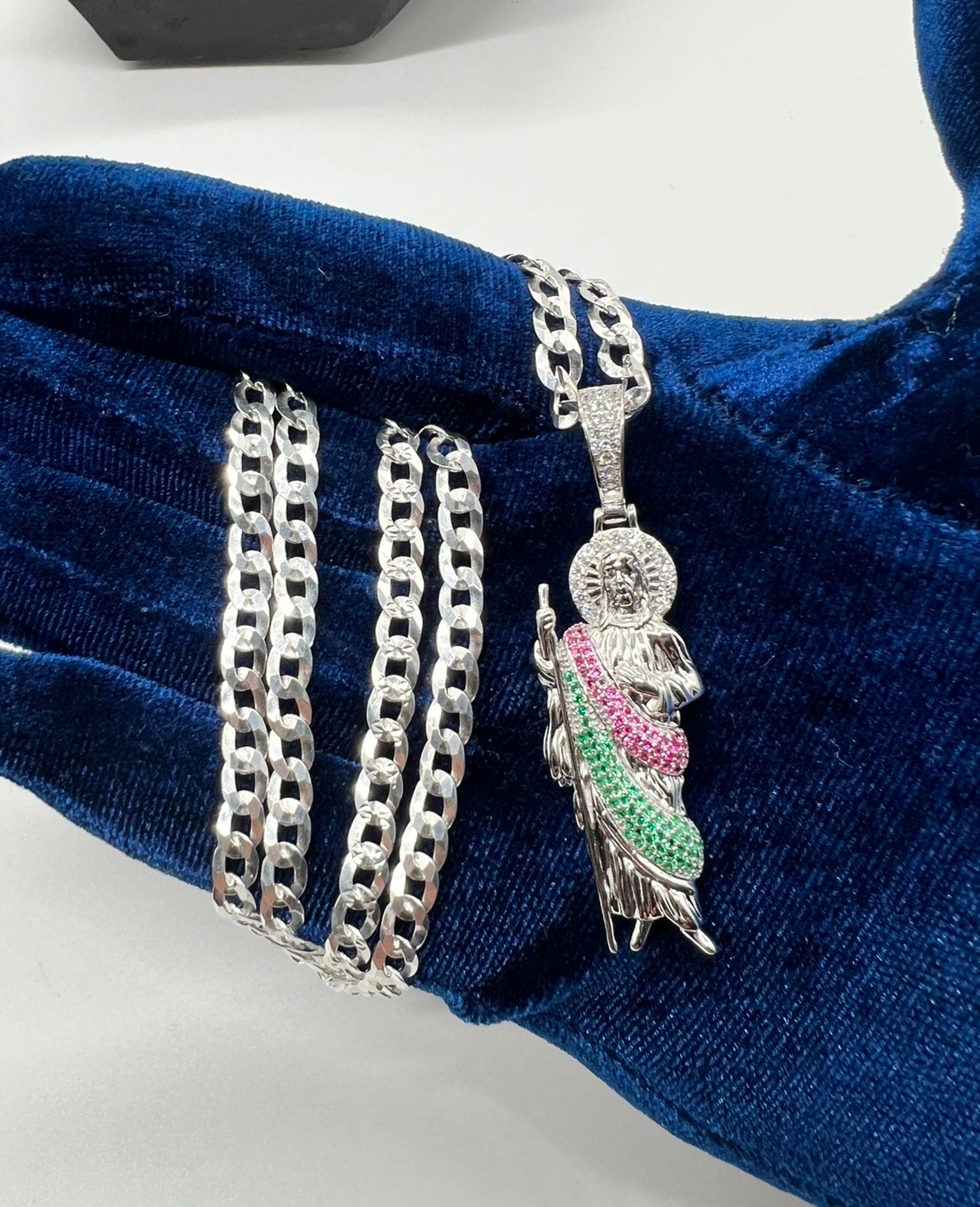San Judas two Tone Robe .925 Real Silver Smaller Size