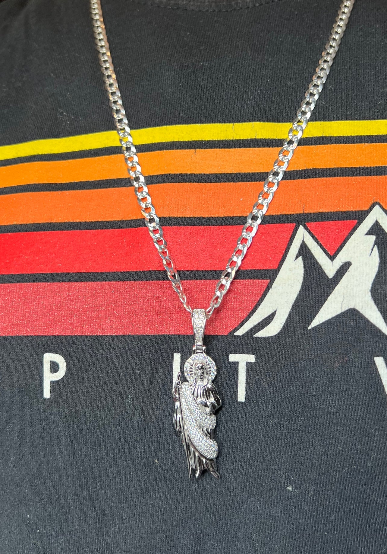San Judas white Robe .925 Real Silver Smaller Size