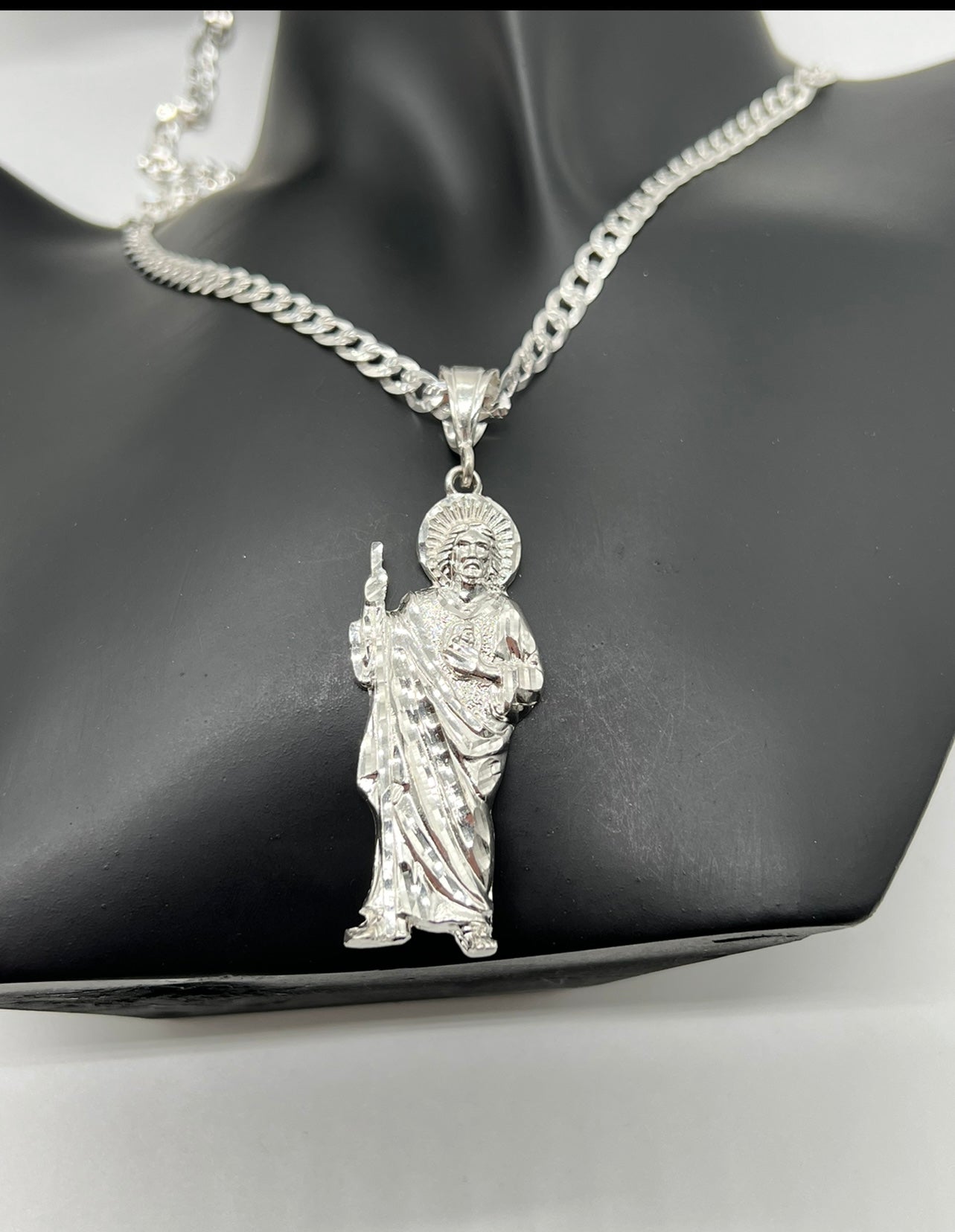 Diamond Cut San Judas Plain Jane .925 Real Silver