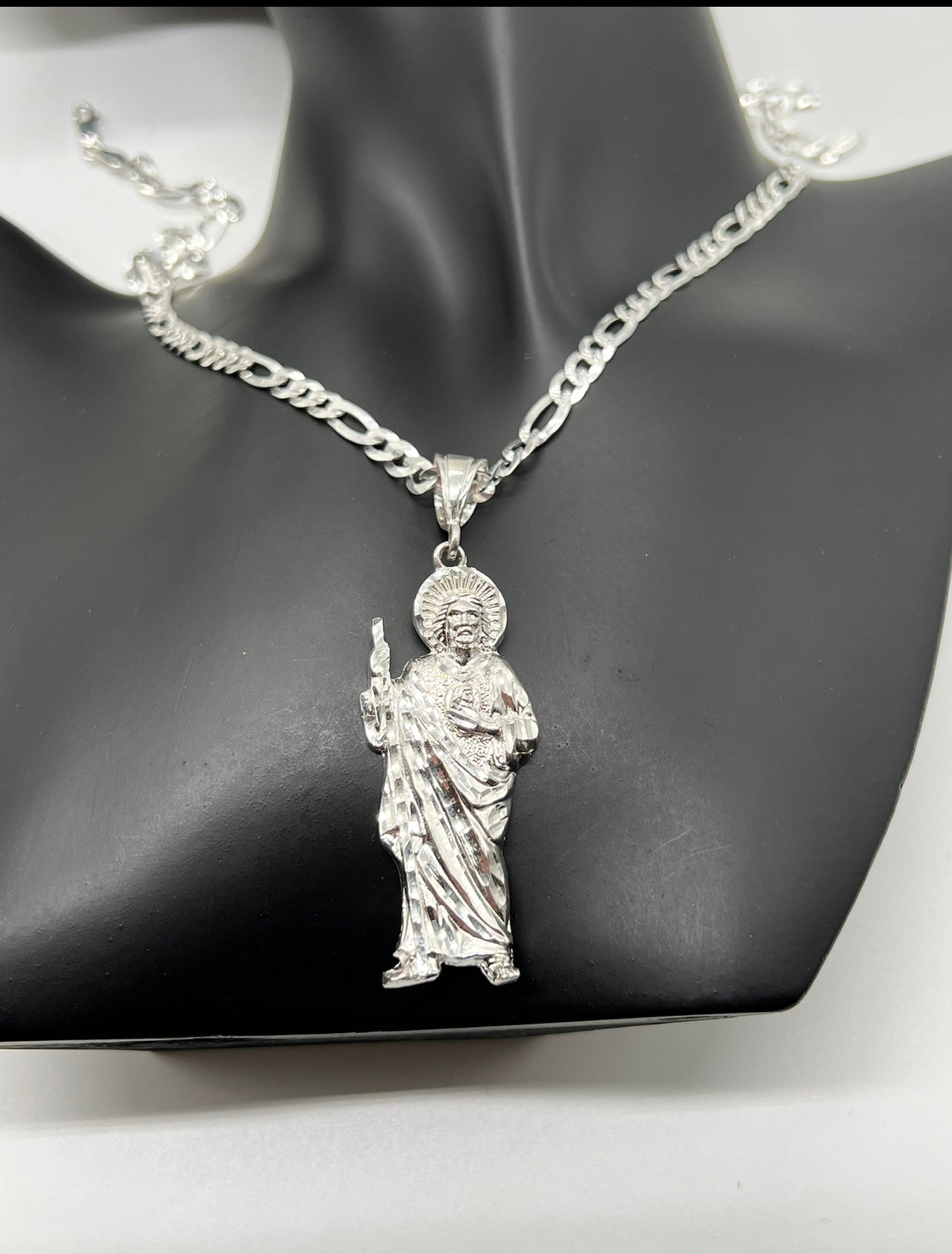 Diamond Cut San Judas Plain Jane .925 Real Silver