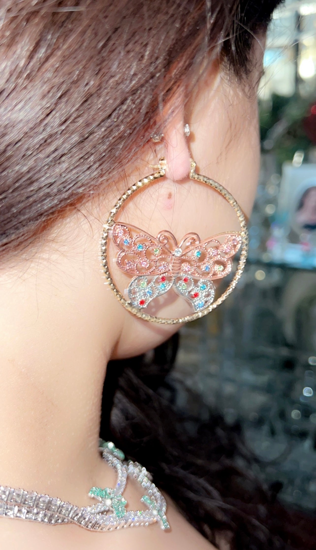 Tri Color Butterfly Hoops