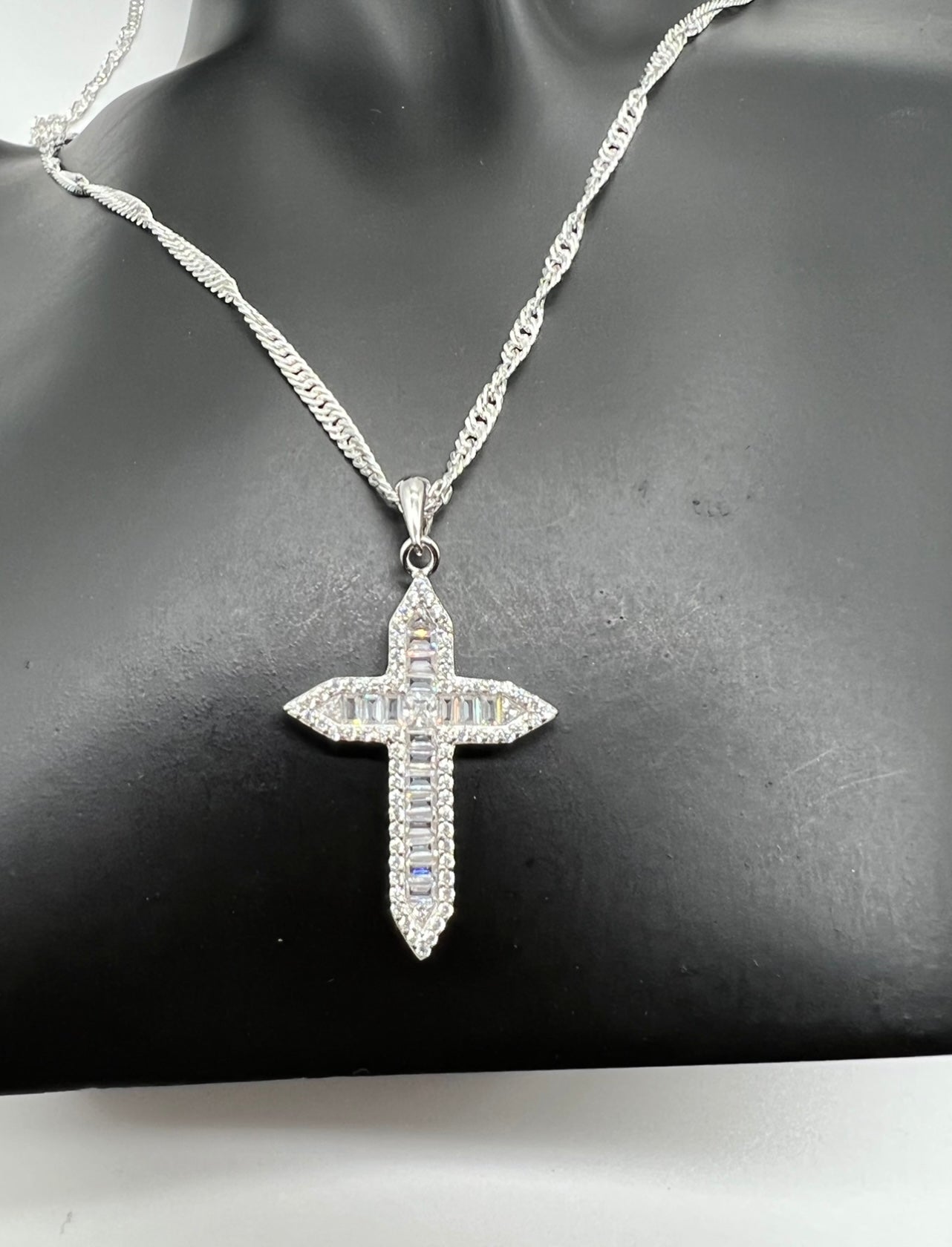Mini Baguette Cross, .925 Real Silver