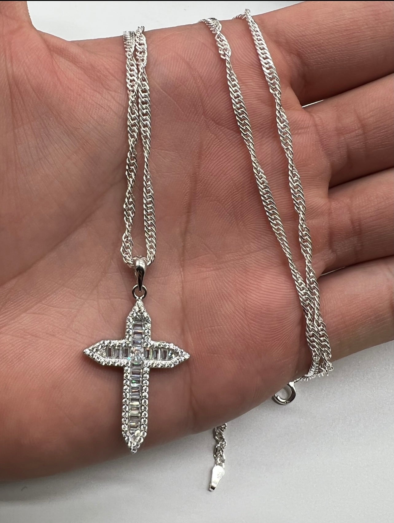 Mini Baguette Cross, .925 Real Silver