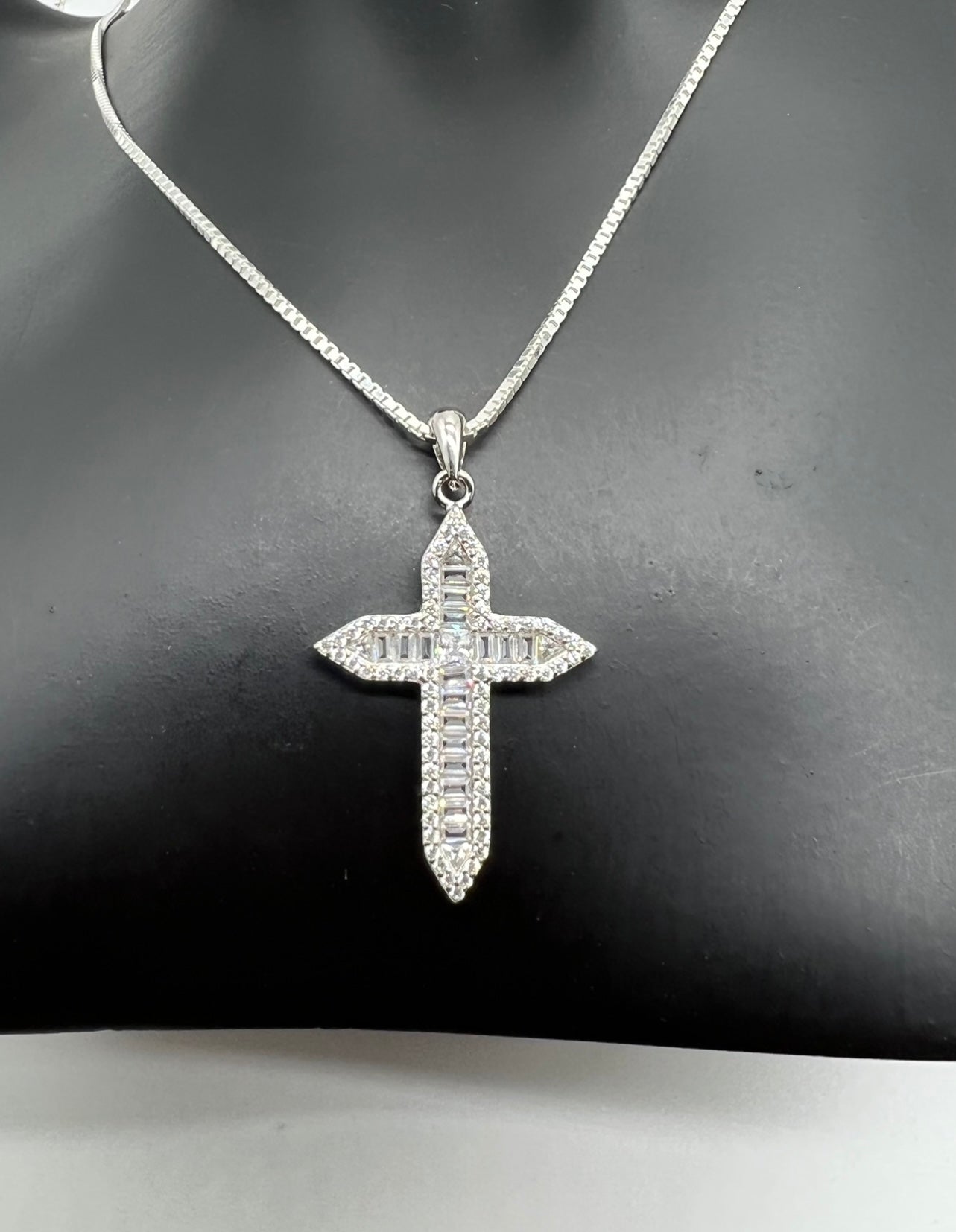 Mini Baguette Cross, .925 Real Silver