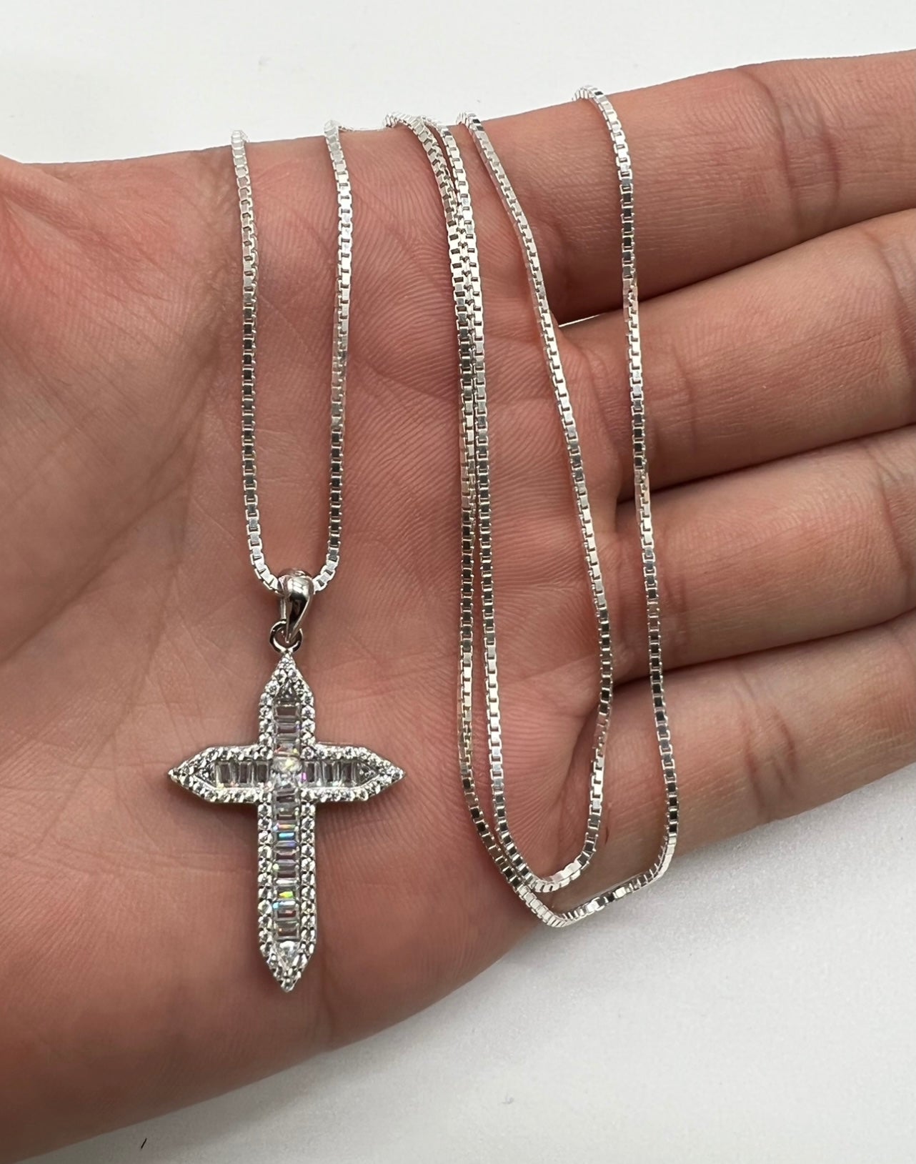 Mini Baguette Cross, .925 Real Silver