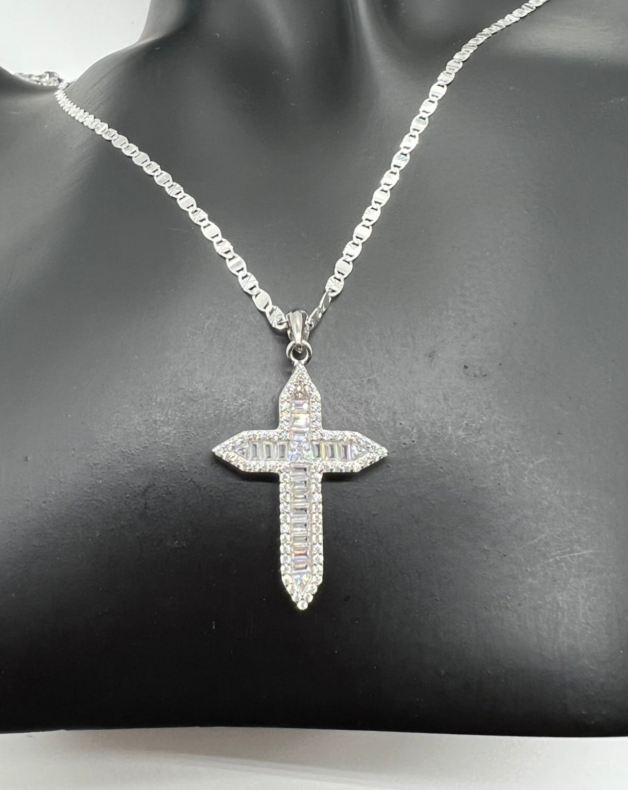 Mini Baguette Cross, .925 Real Silver