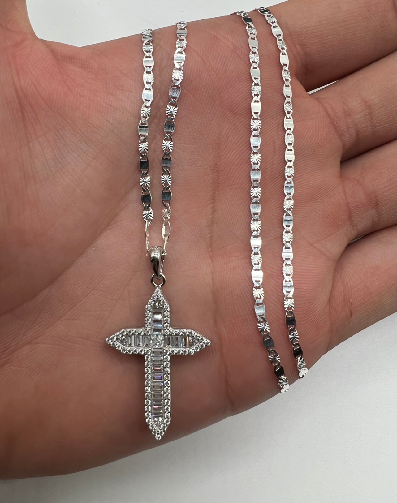 Mini Baguette Cross, .925 Real Silver