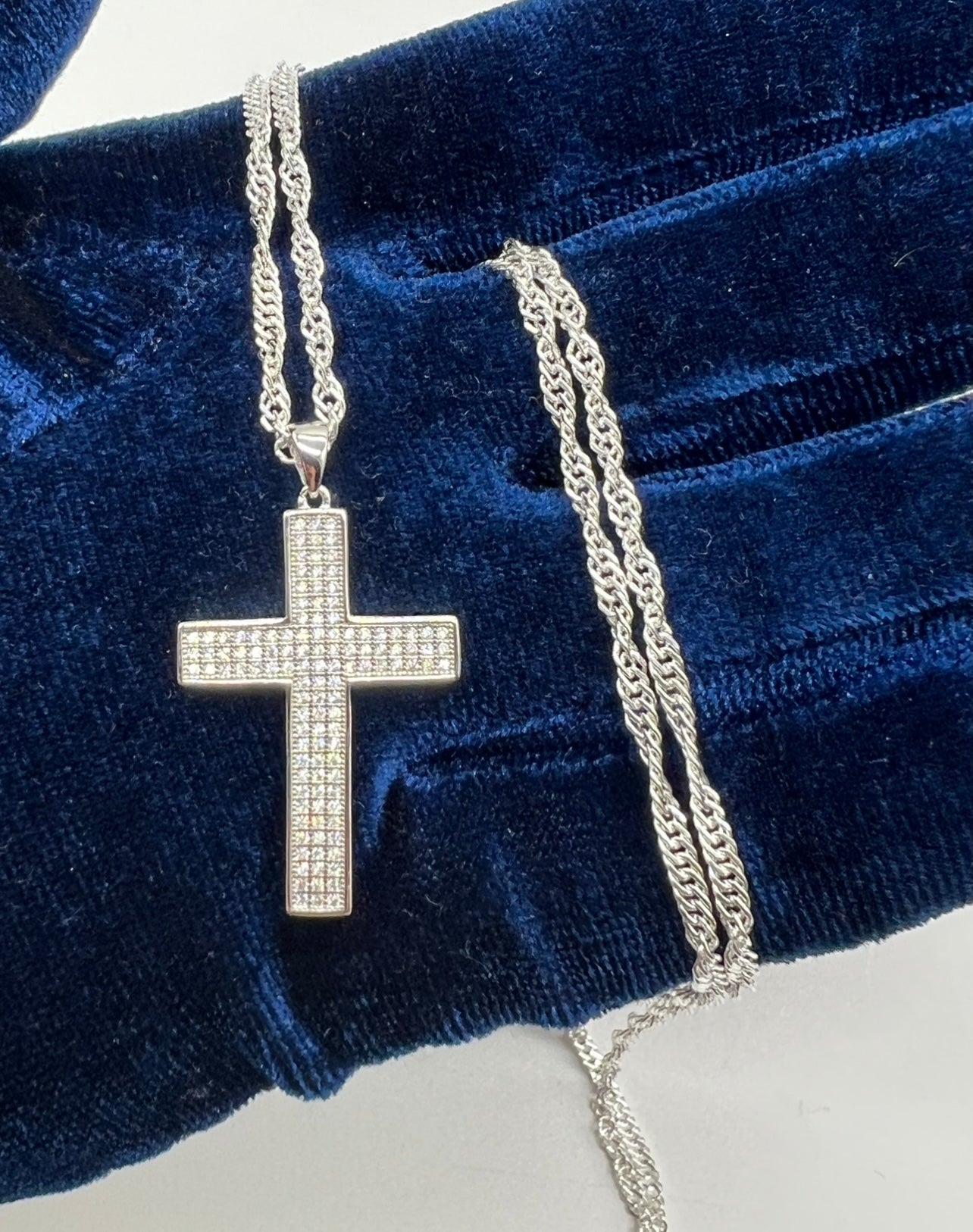 Small Flooded Cross, .925 Real Silver