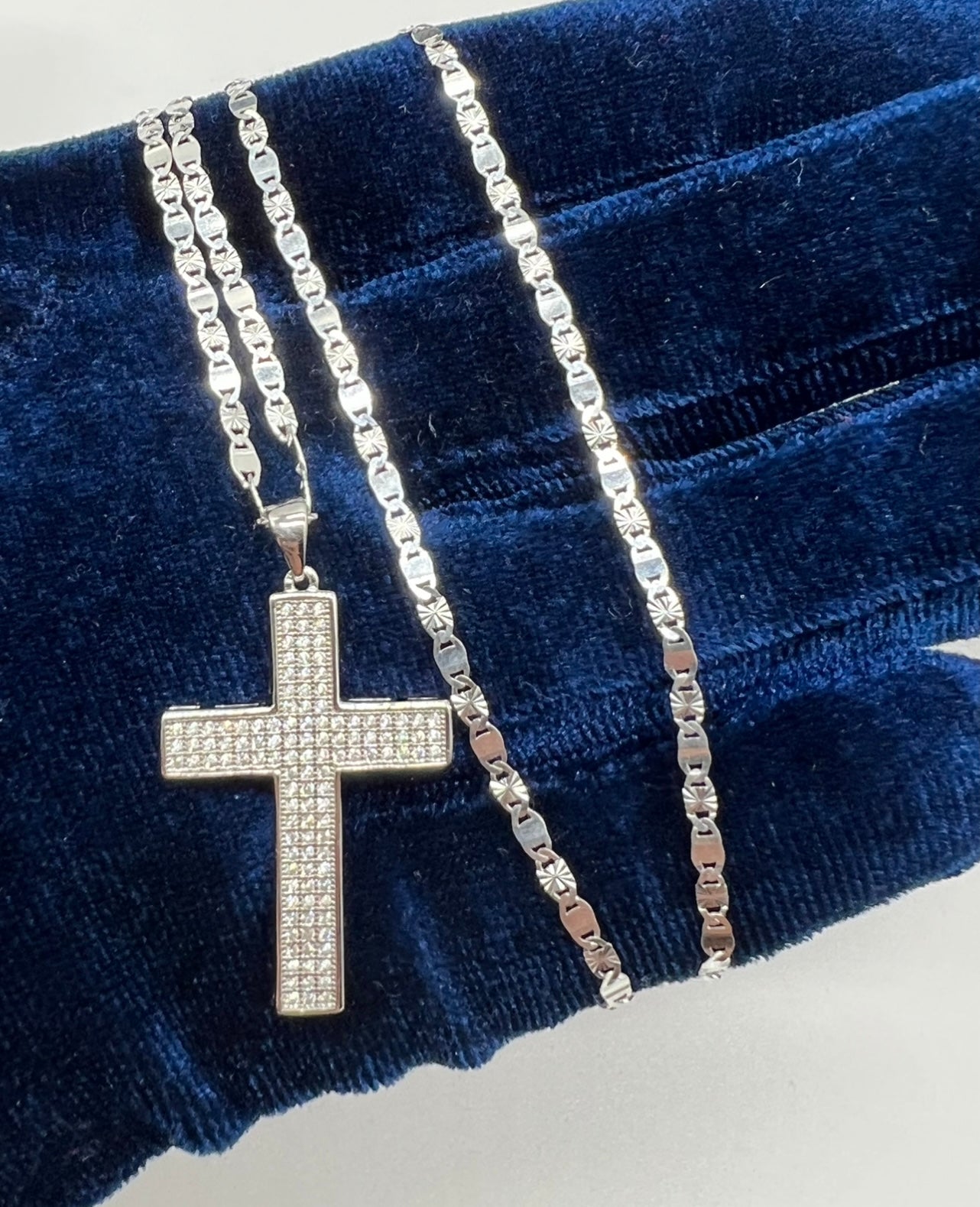 Small Flooded Cross, .925 Real Silver