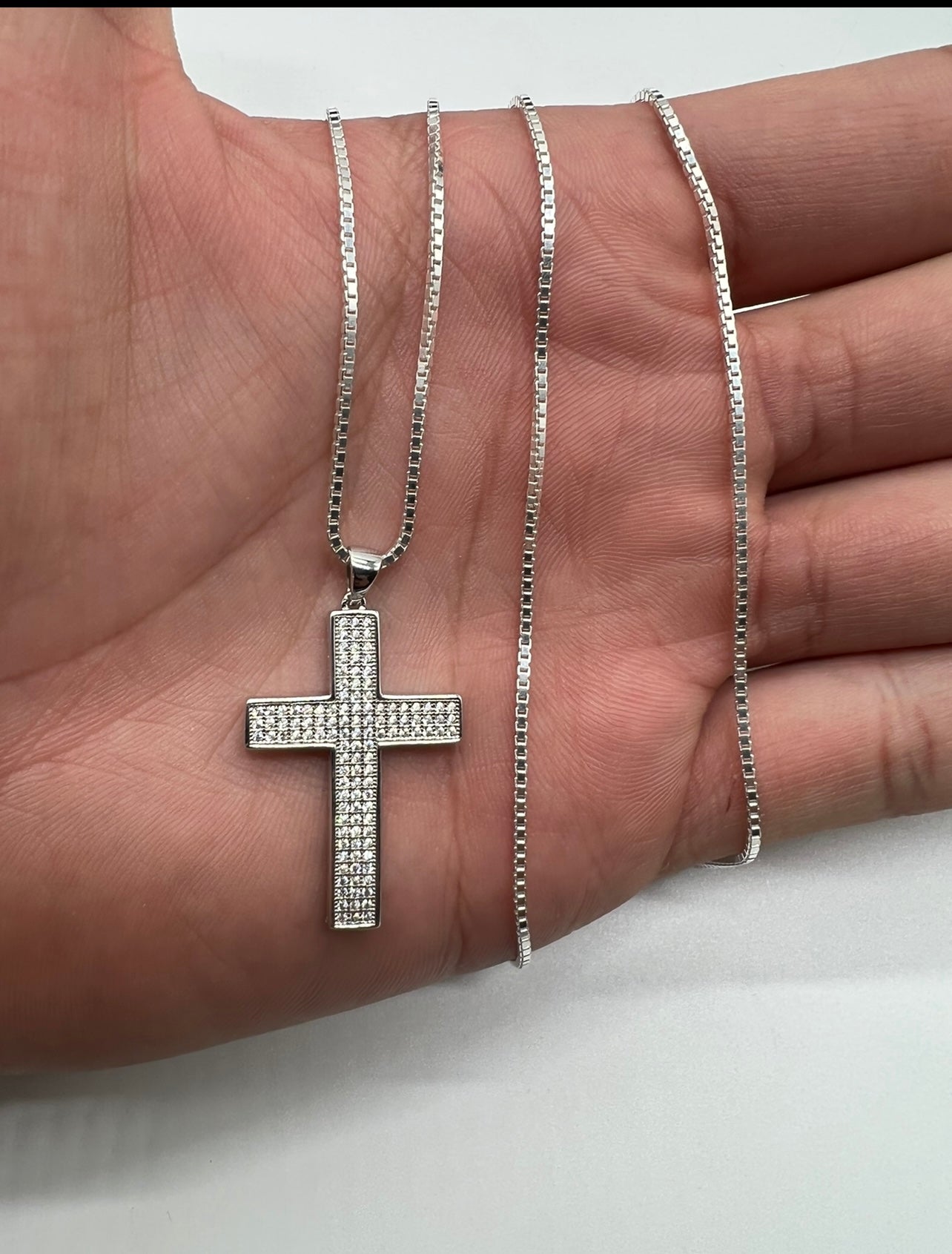 Small Flooded Cross, .925 Real Silver