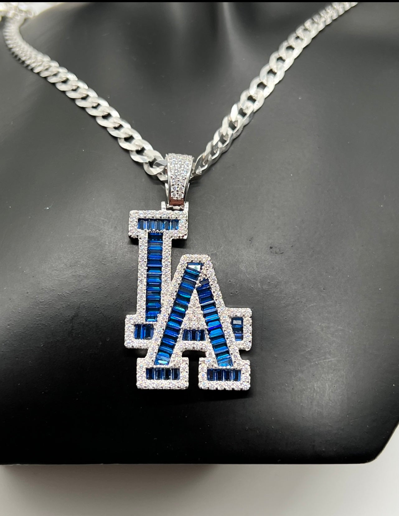 Blue Custom L.A with Baguettes, .925 Real Silver