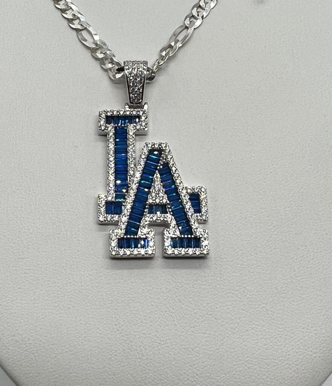 Blue Custom L.A with Baguettes, .925 Real Silver