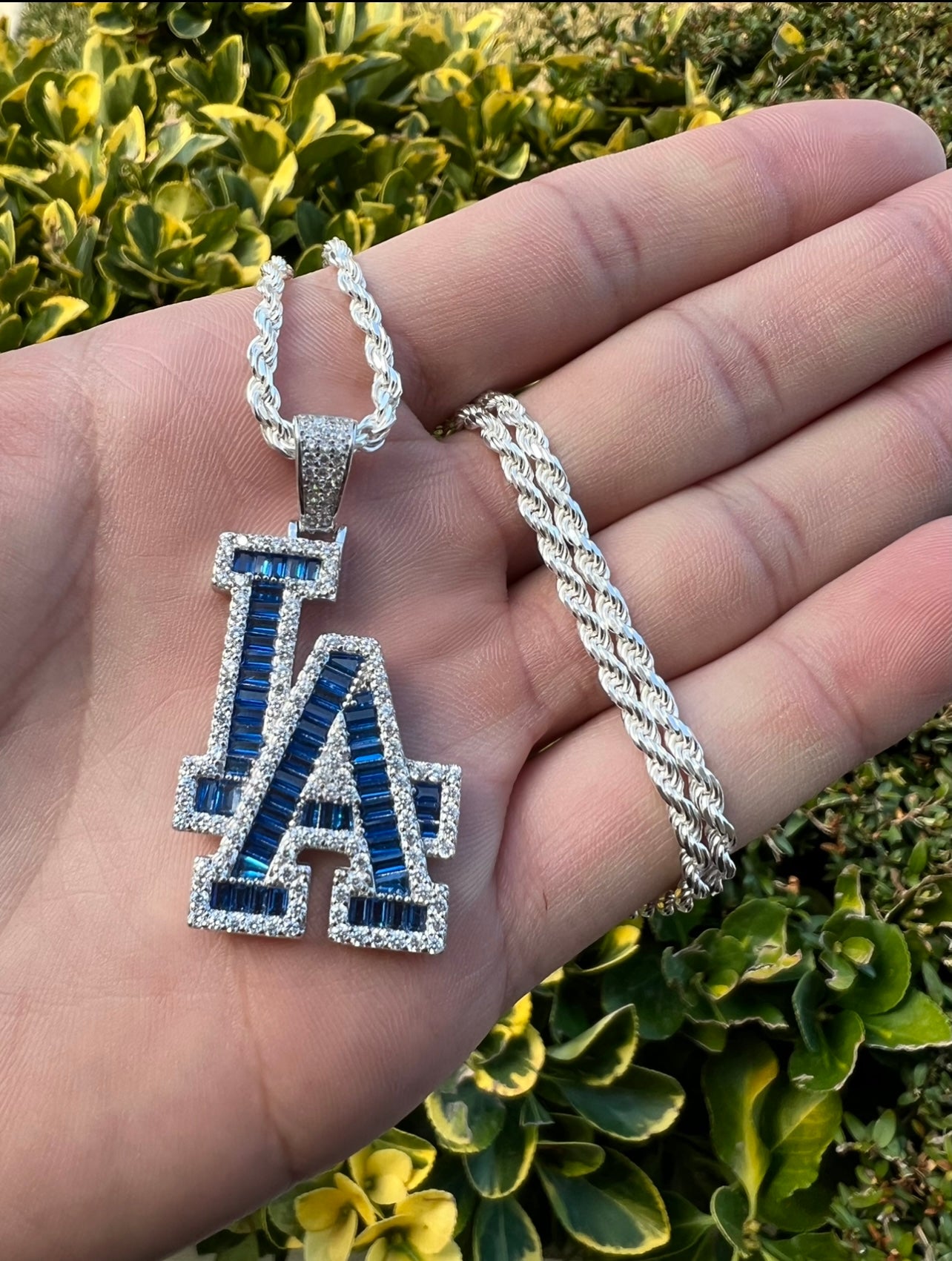 Blue Custom L.A with Baguettes, .925 Real Silver