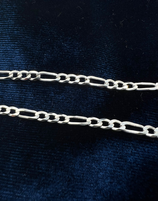3.5mm Figaro Chains, .925 Real Silver