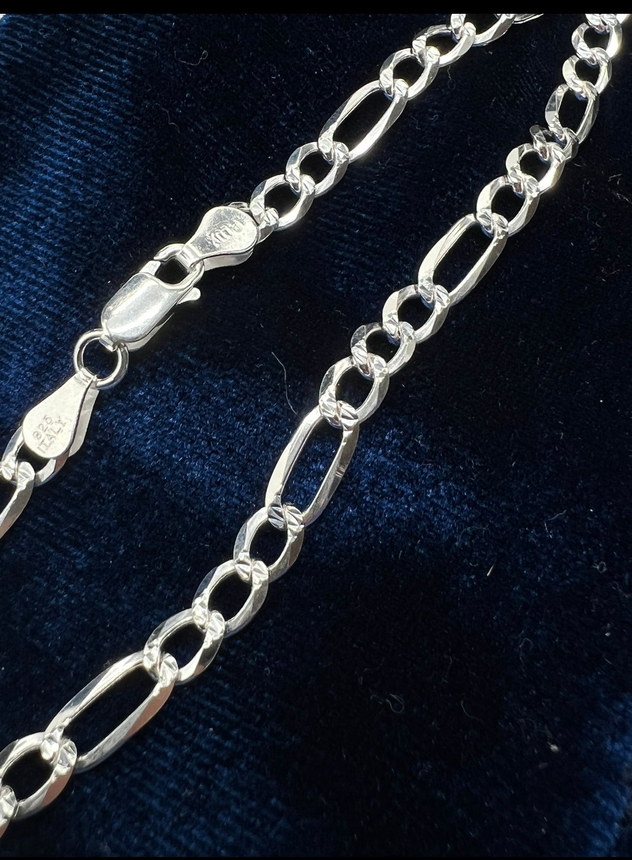 5mm Figaro Chains, .925 Real Silver