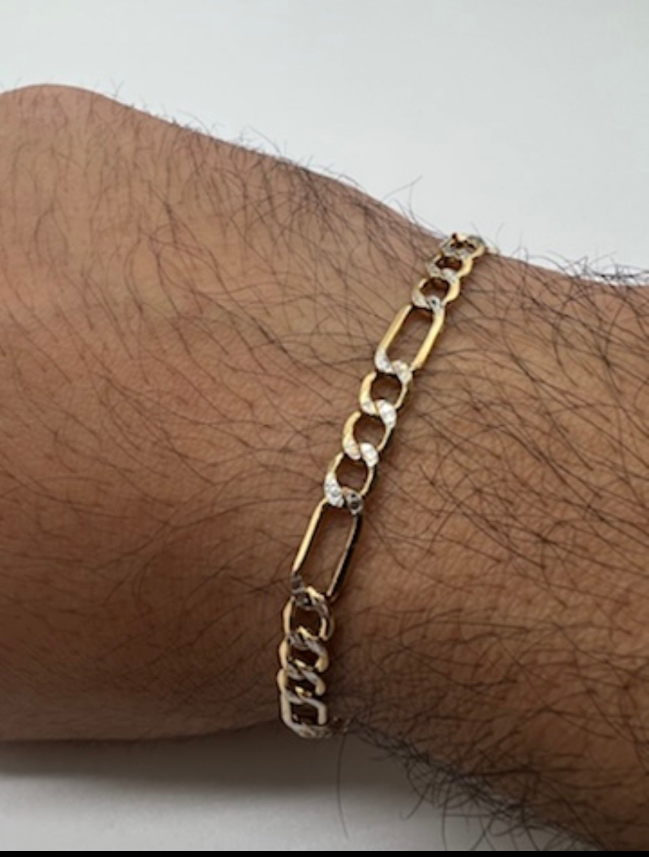 5mm Diamond Cut Figaro Bracelet, 14k Real Gold