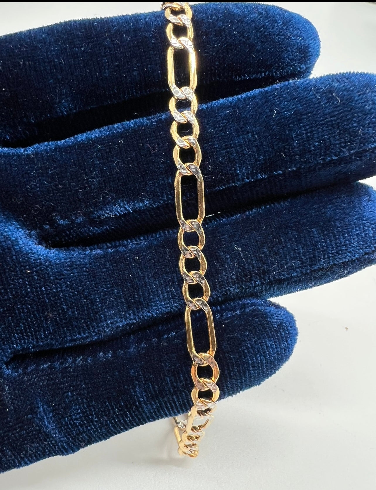 5mm Diamond Cut Figaro Bracelet, 14k Real Gold